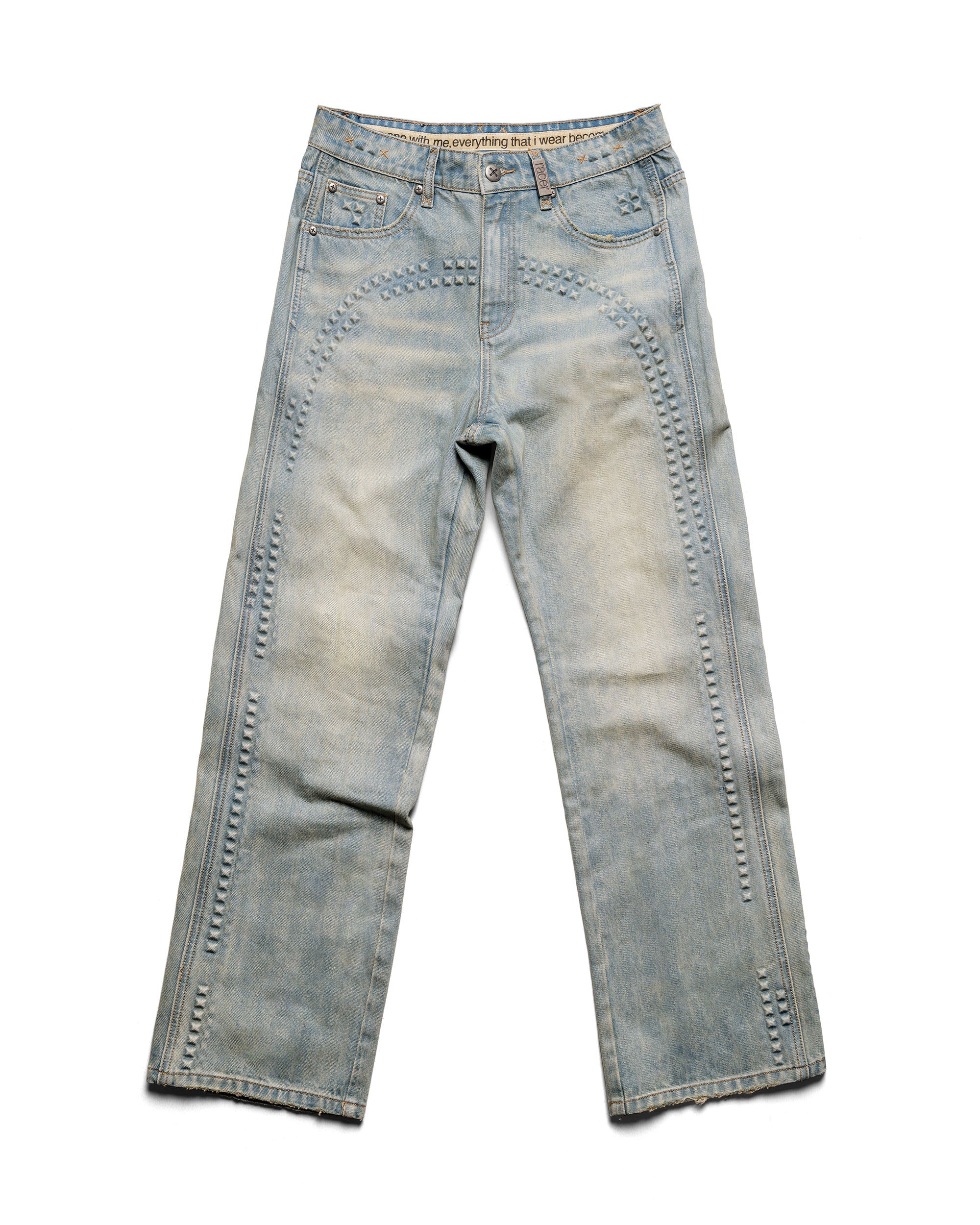 Pyramid embossed denim