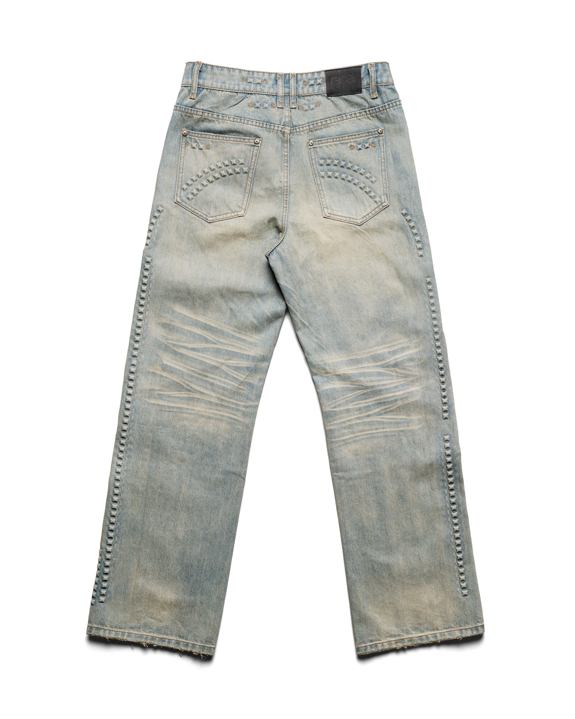 Pyramid embossed denim