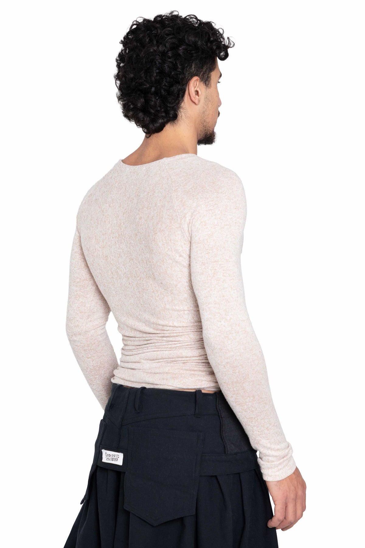 Bahhar beige buttoned top