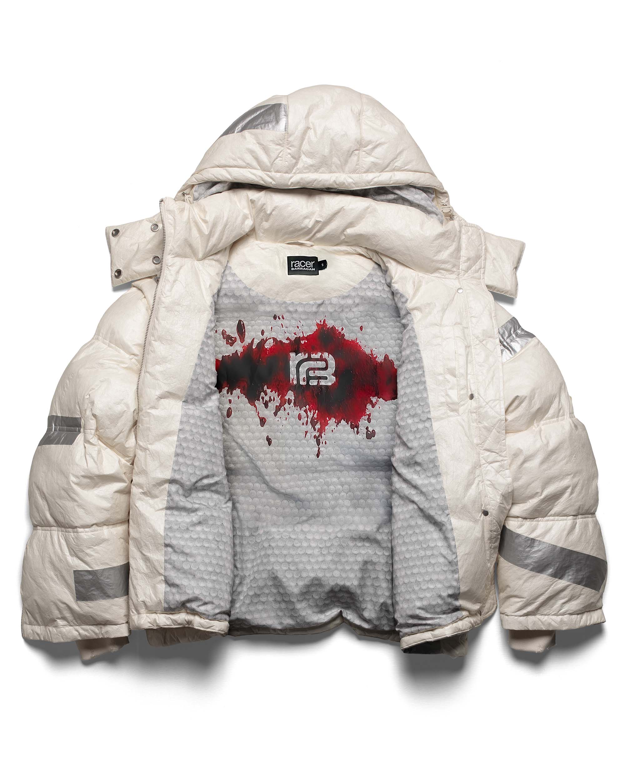 Racer x barragán taped puffer jacket