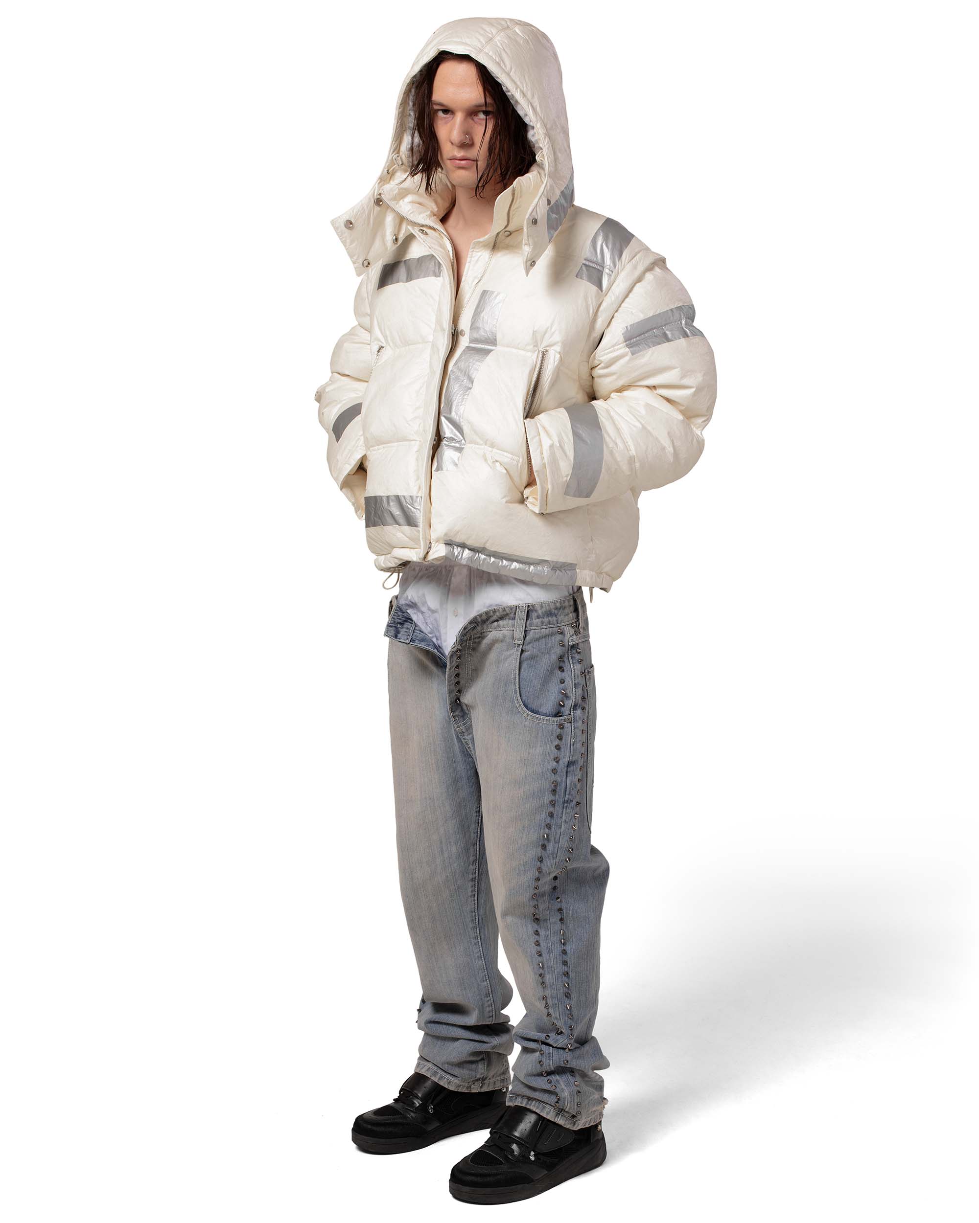Racer x barragán taped puffer jacket