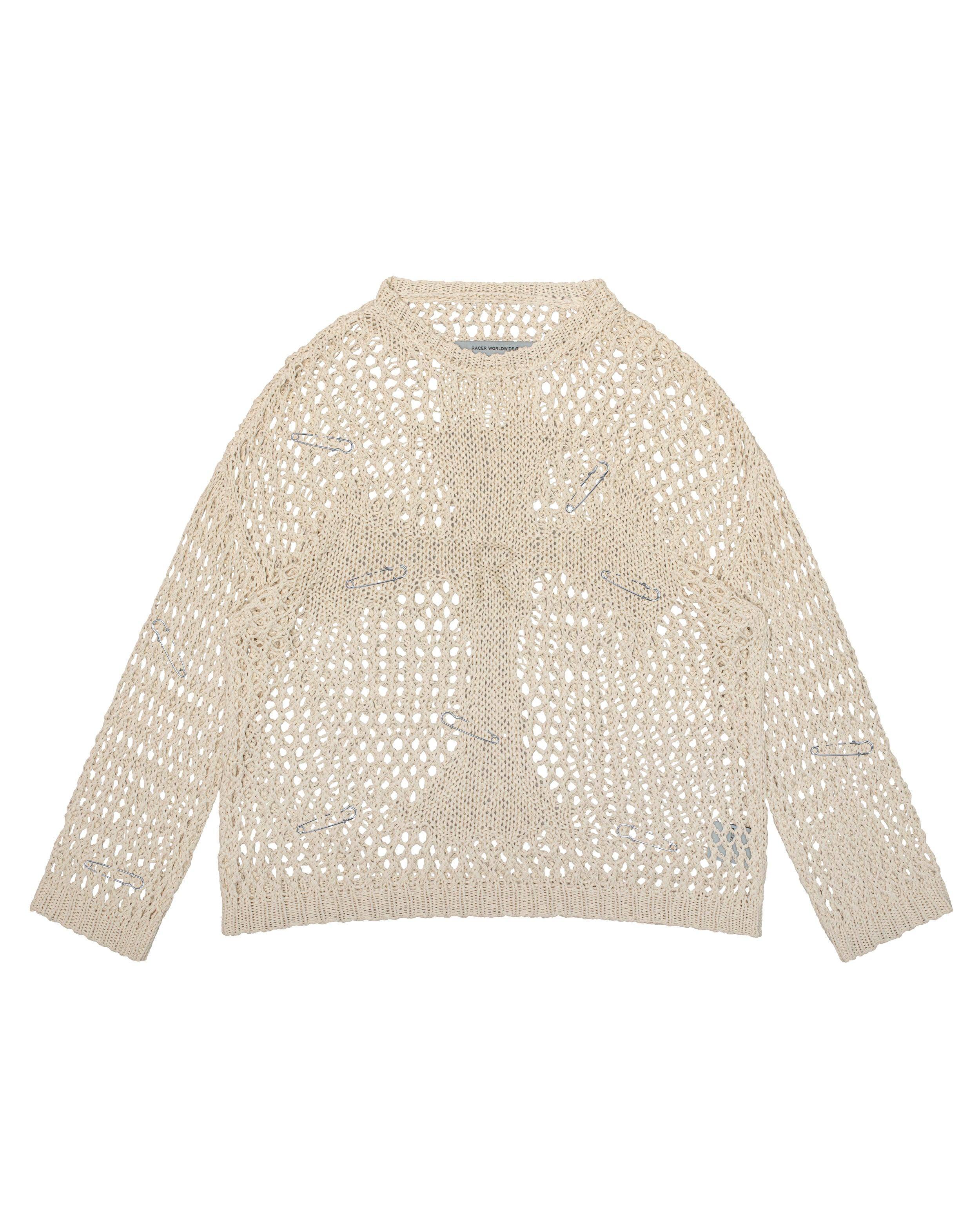 Beige cross net sweater