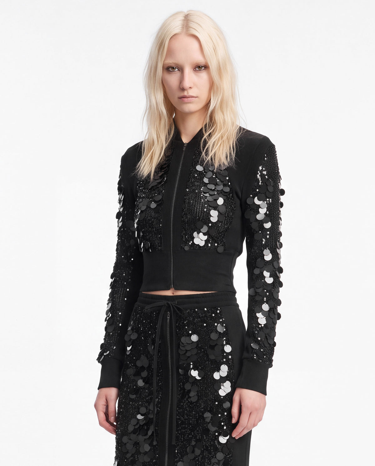 Sequin zipped longsleeve black
