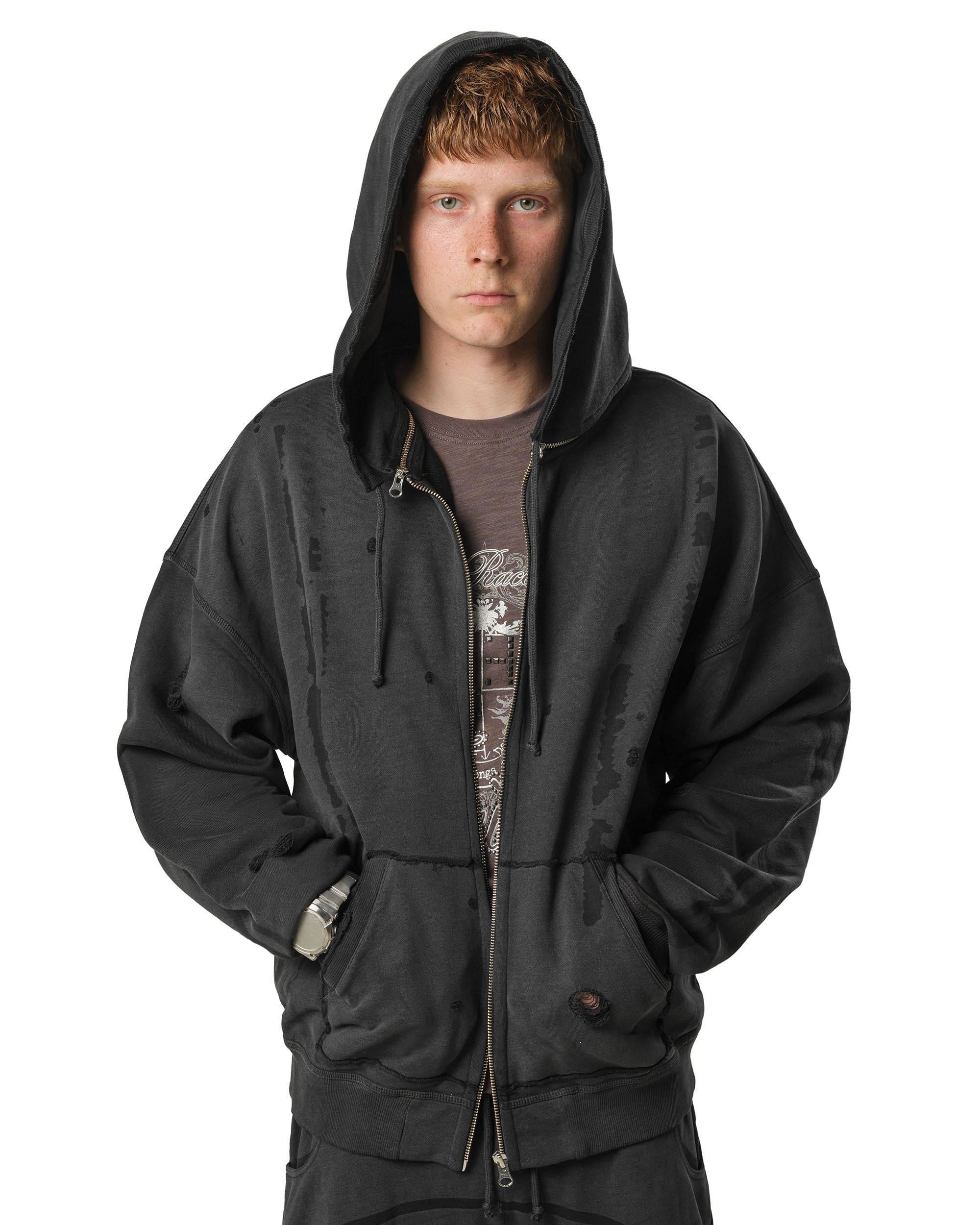 Dark faded track hoodie