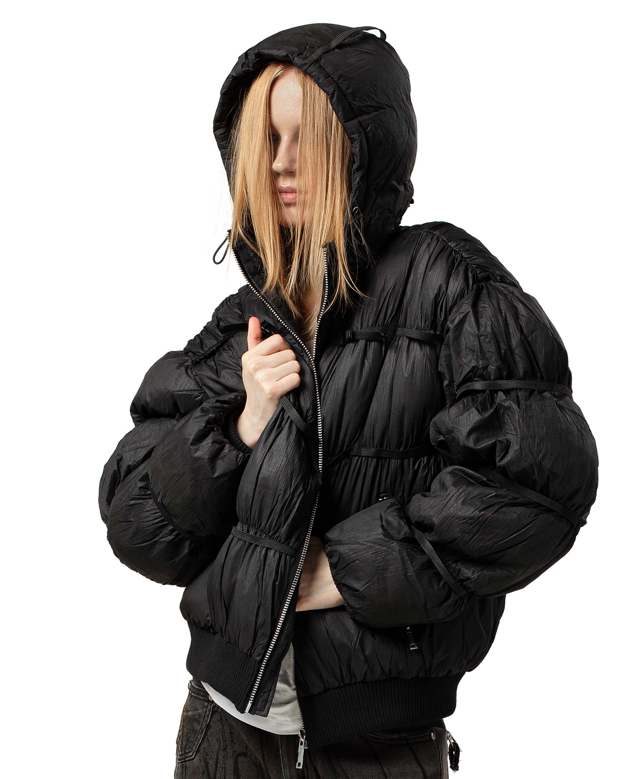 Black puffer jacket x