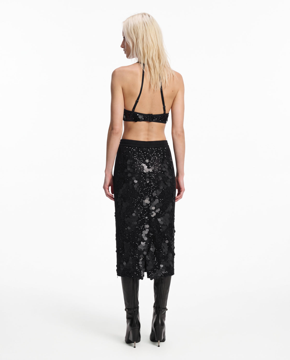 Hybrid sequin skirt black