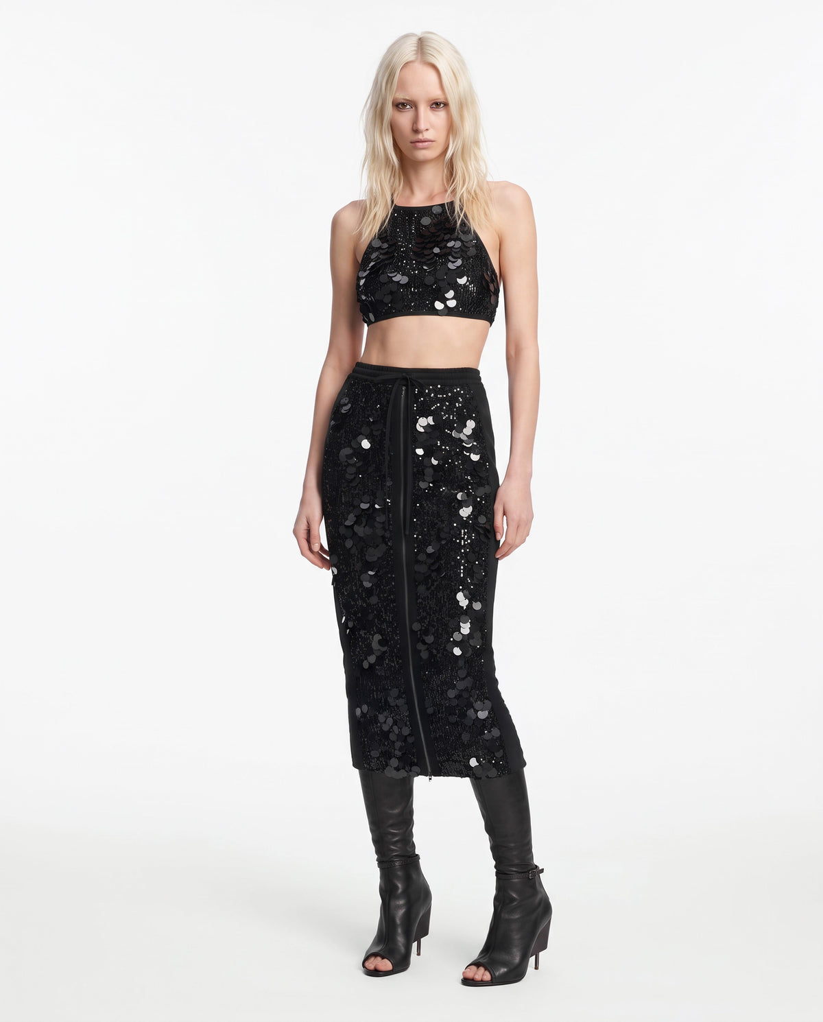 Hybrid sequin skirt black