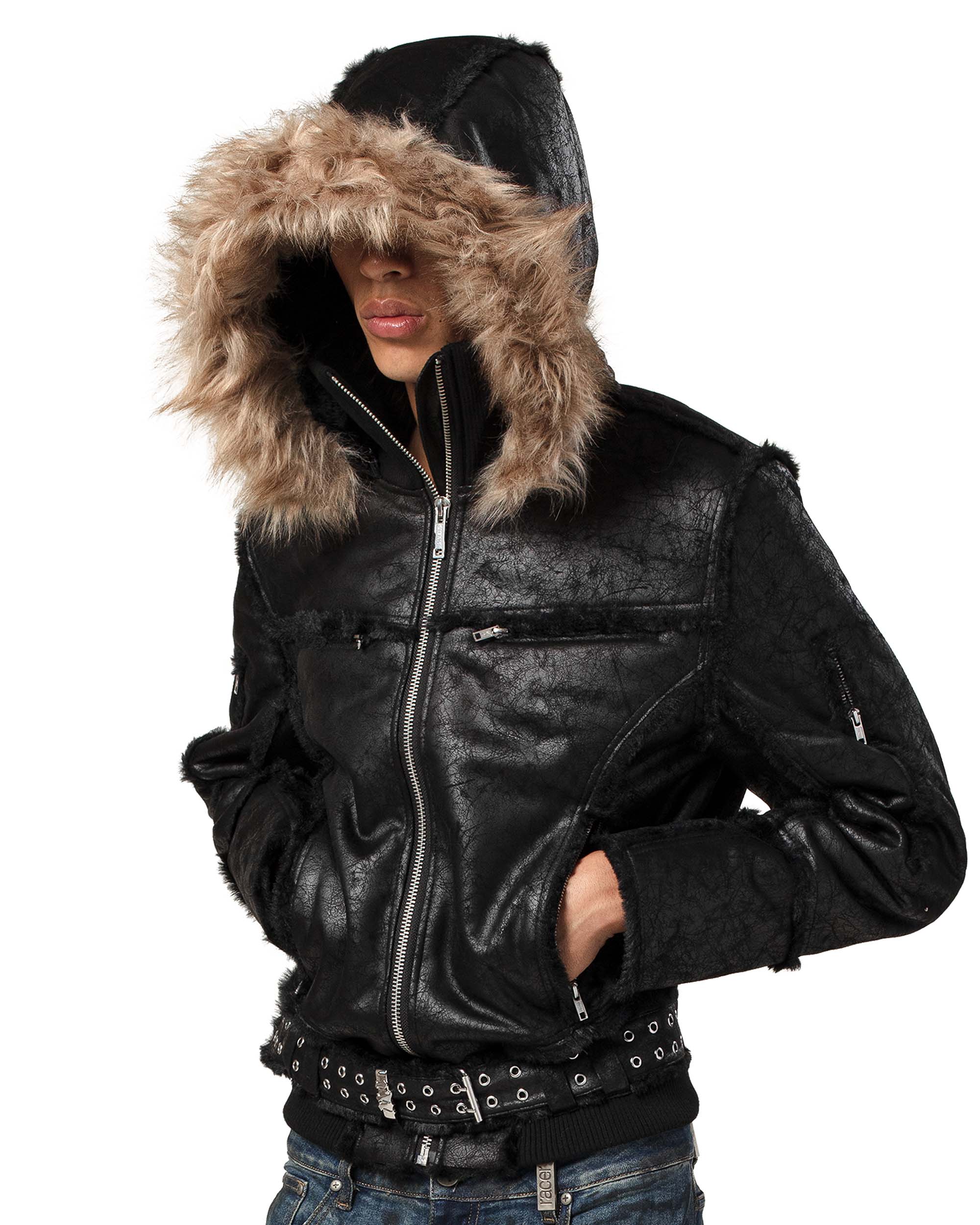 Black sheepskin jacket