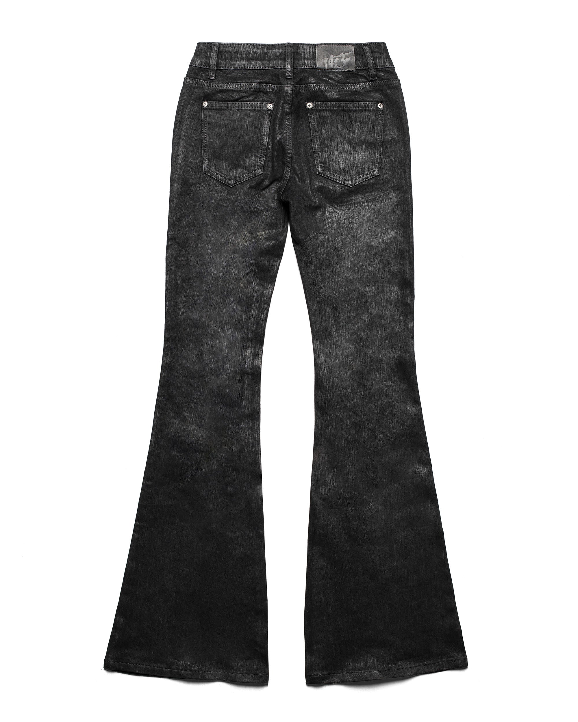 Black waxed spike denim