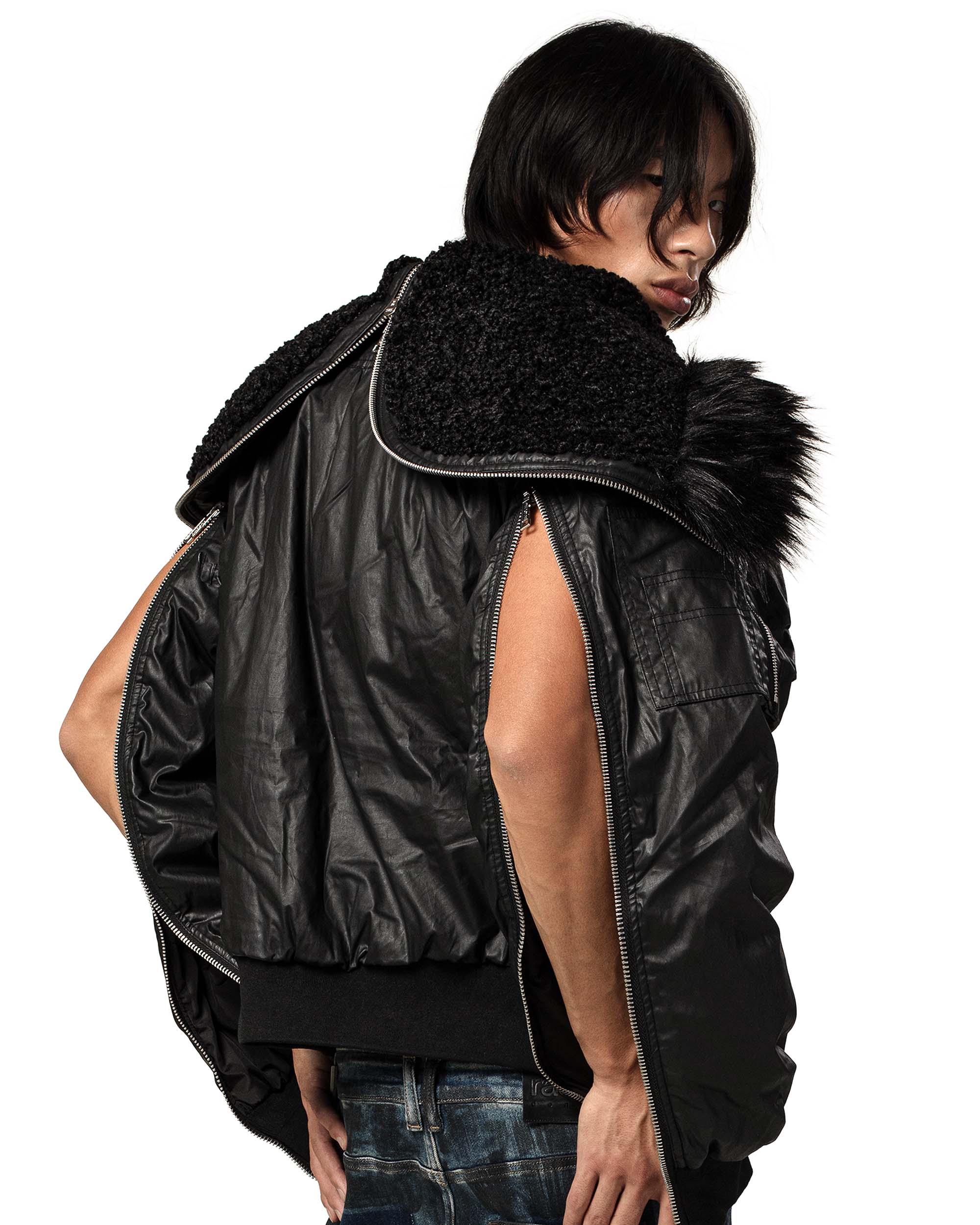 Black waxed aviator bomber