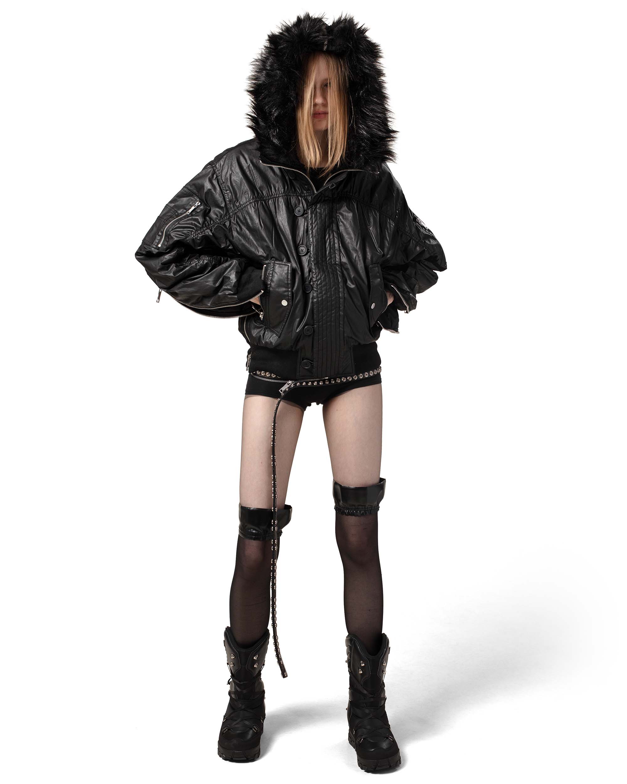 Black waxed aviator bomber