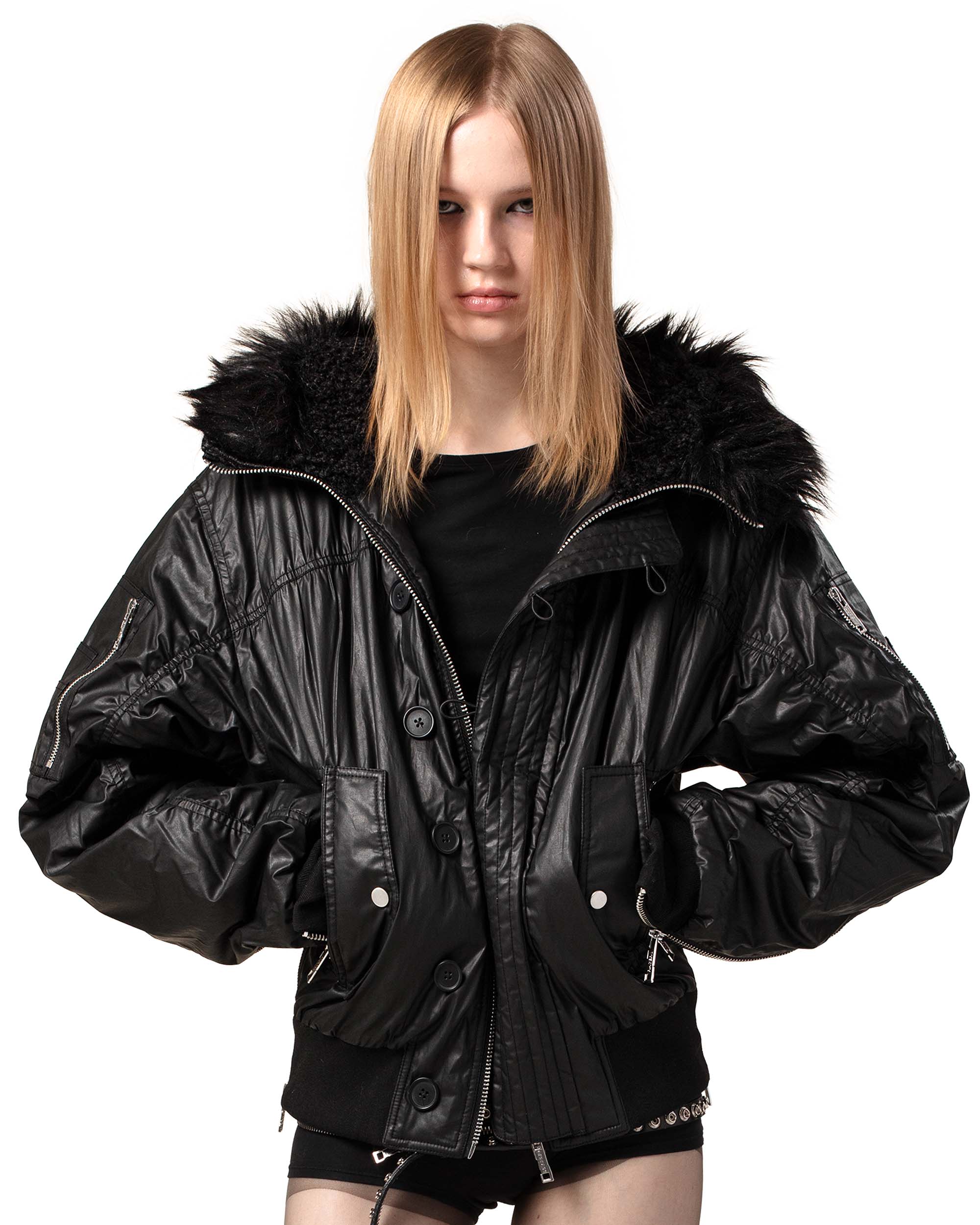 Black waxed aviator bomber