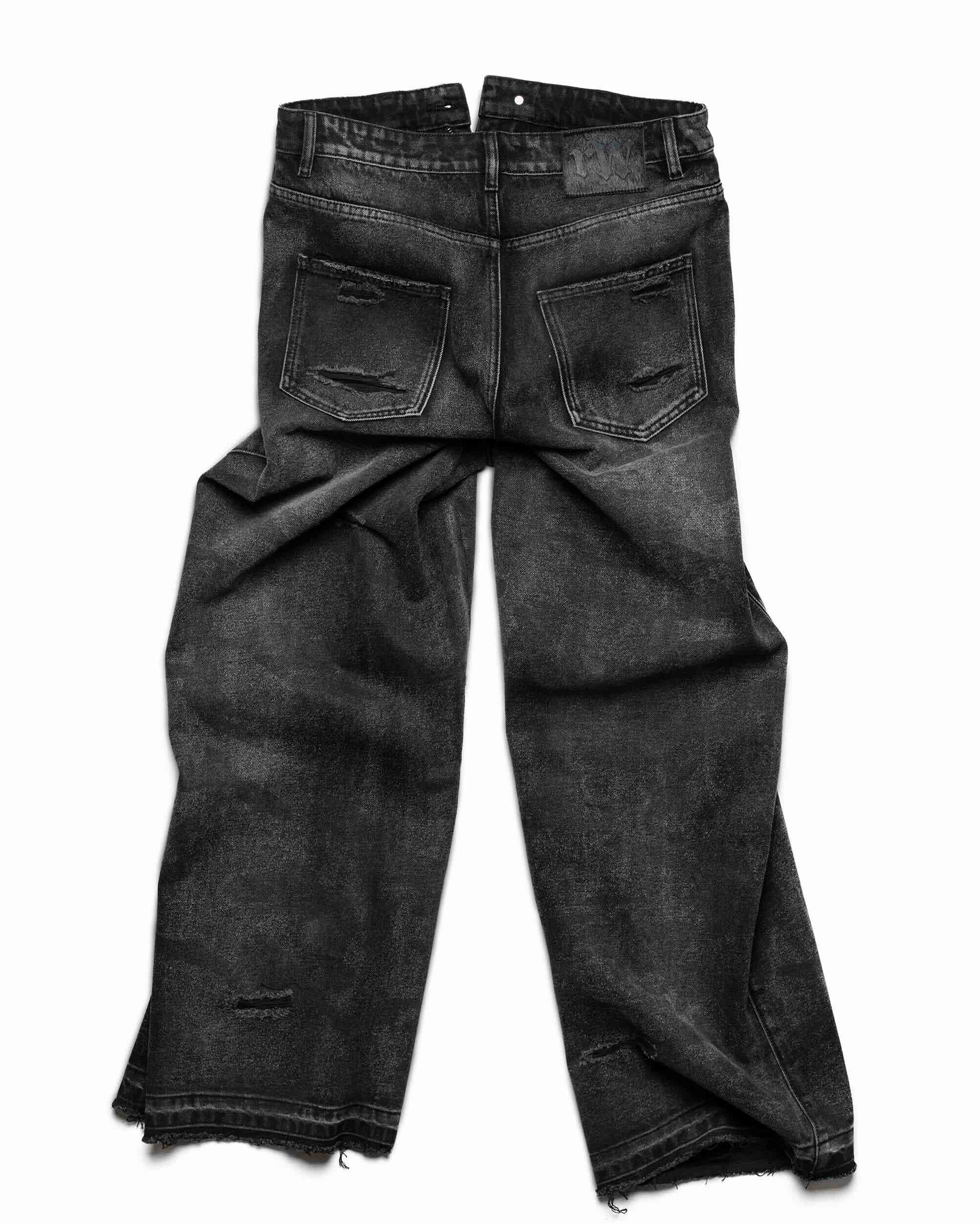 Black camo engraved denim
