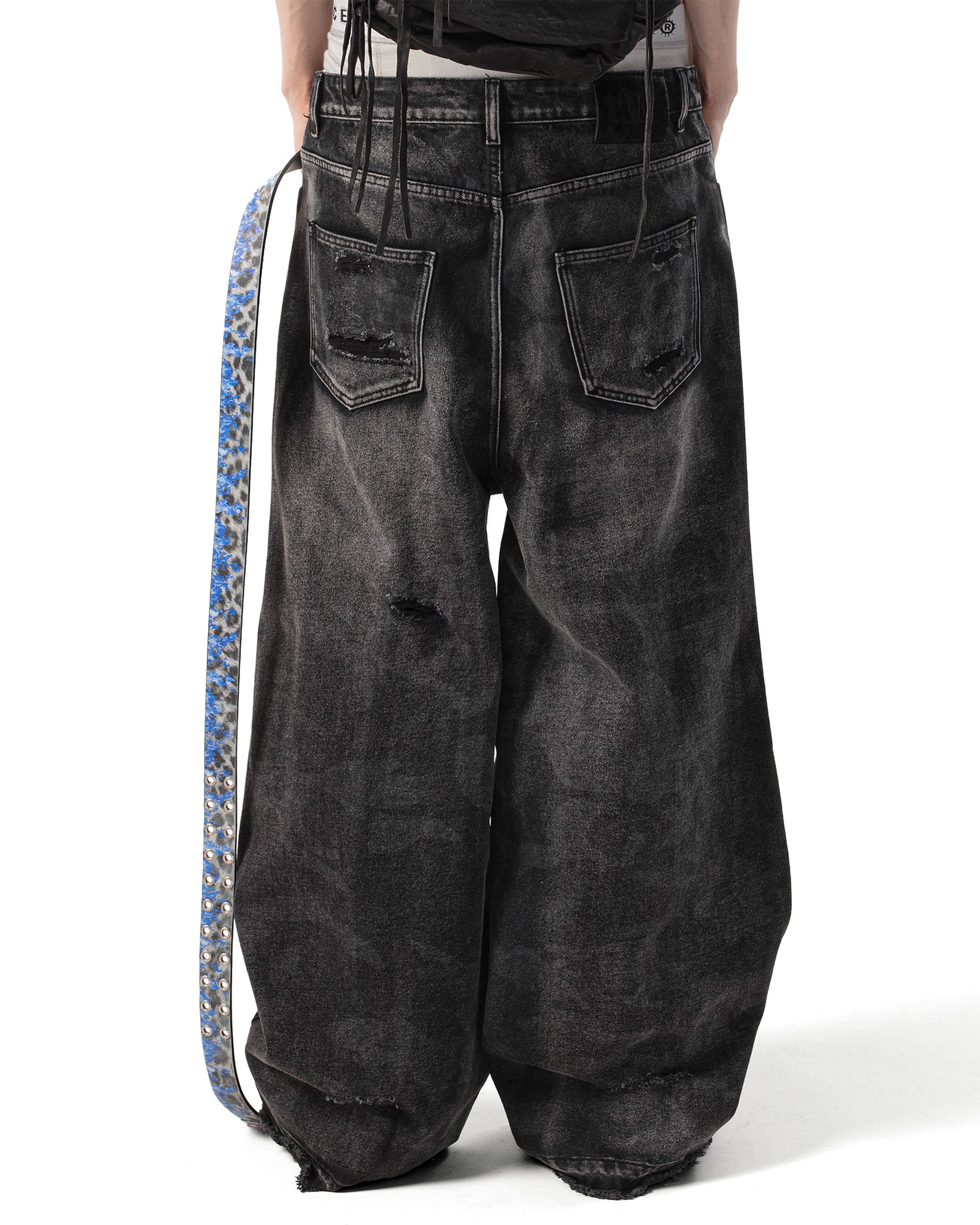 Black camo engraved denim