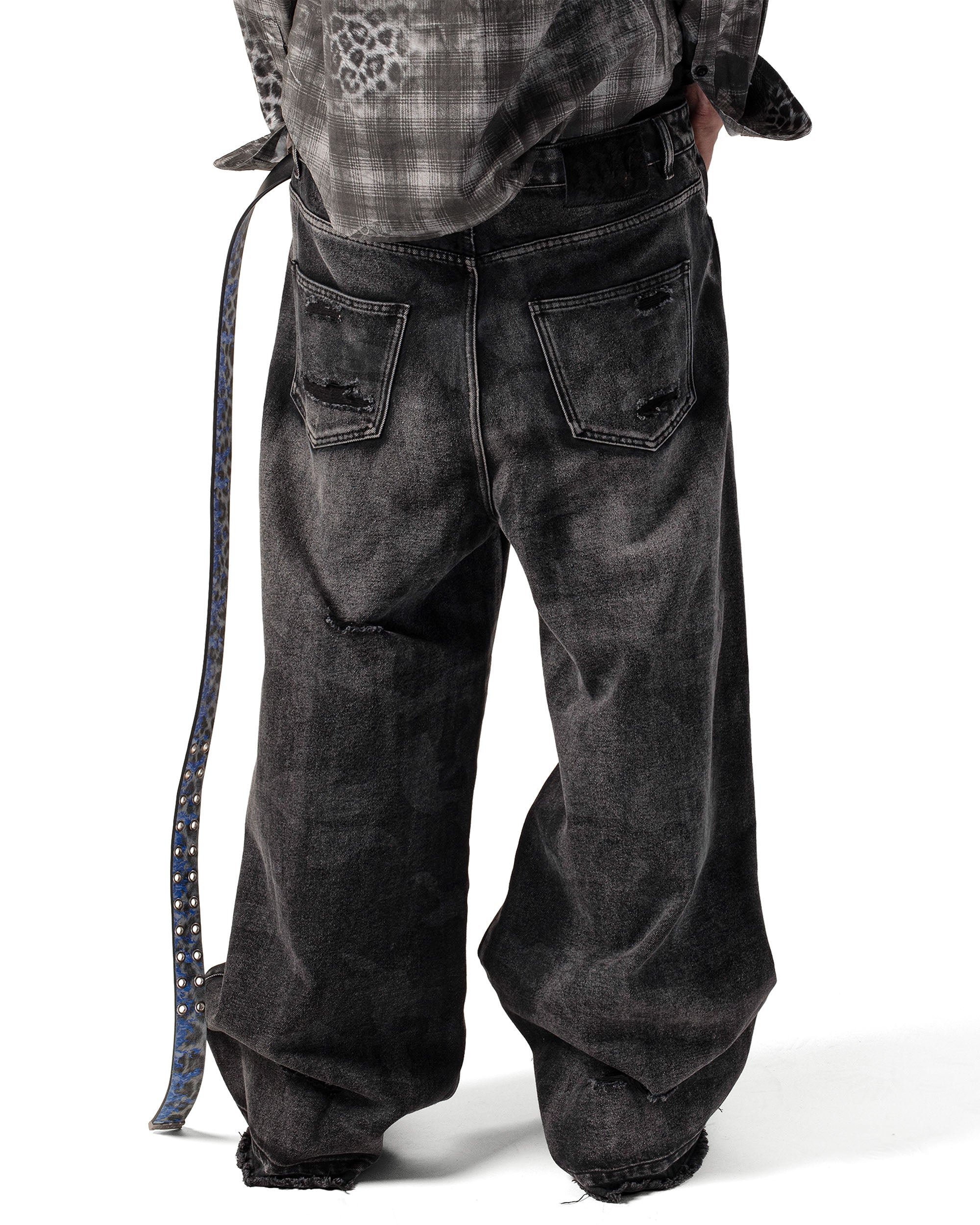 Black camo engraved denim