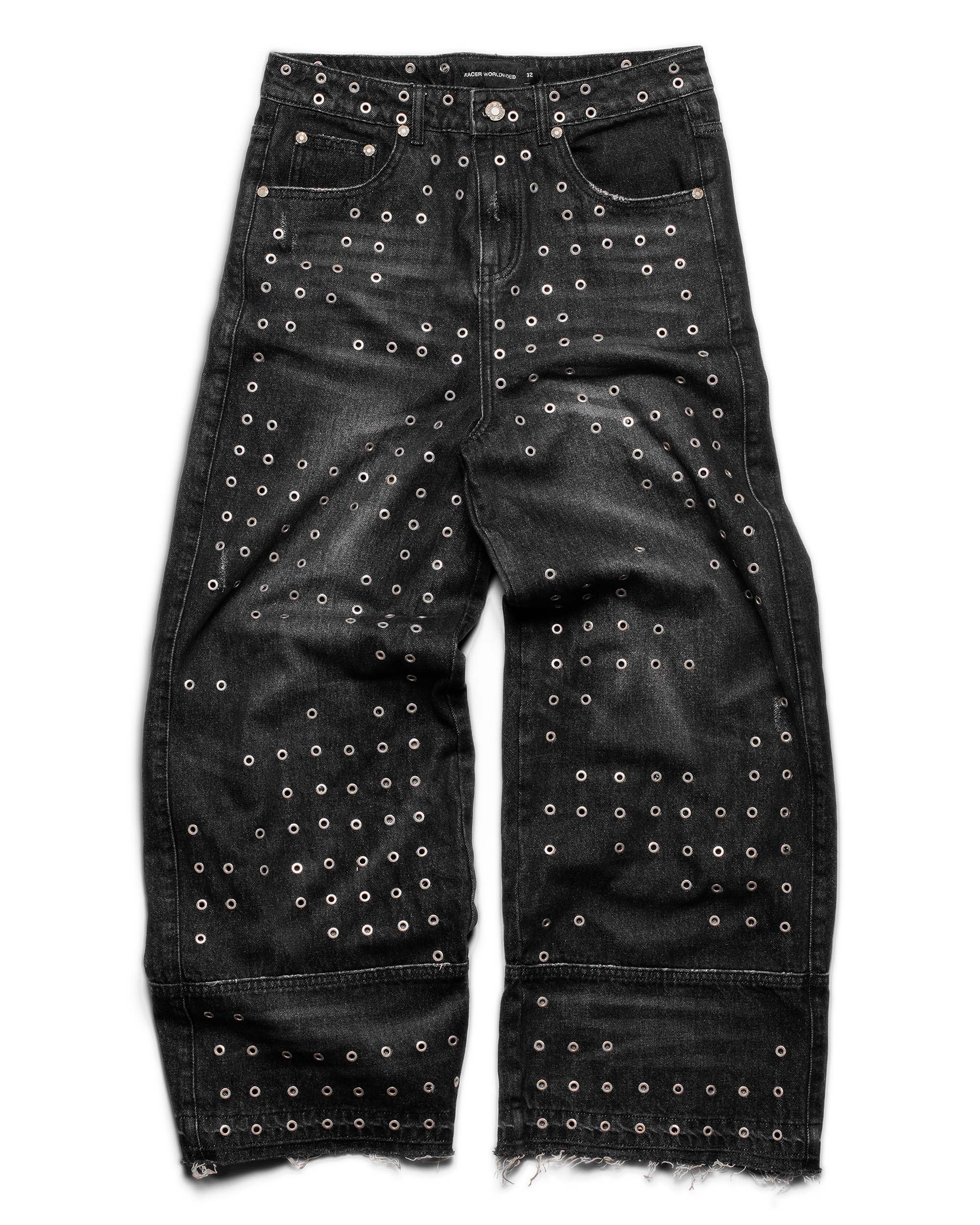 Black eyelet denim