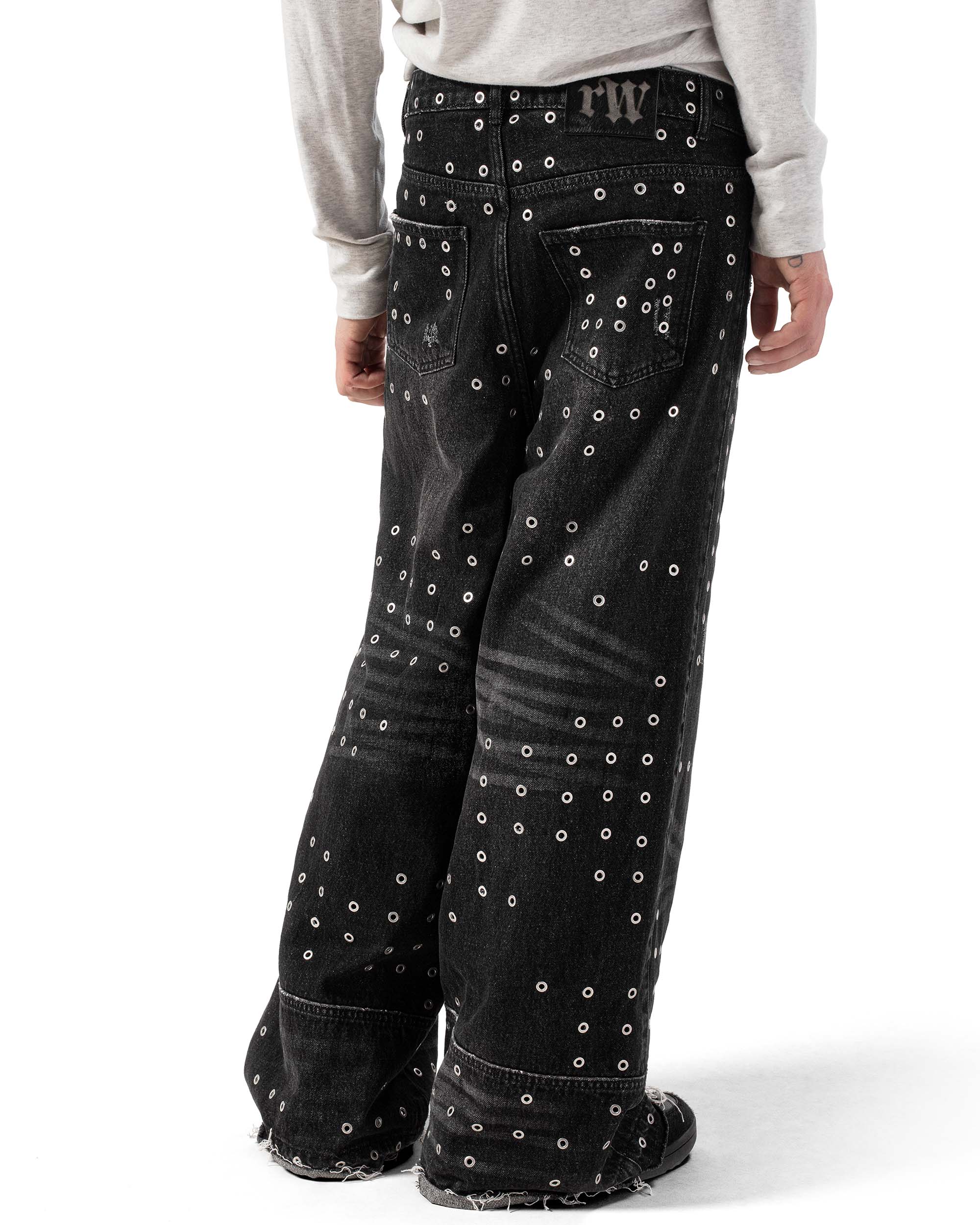 Black eyelet denim