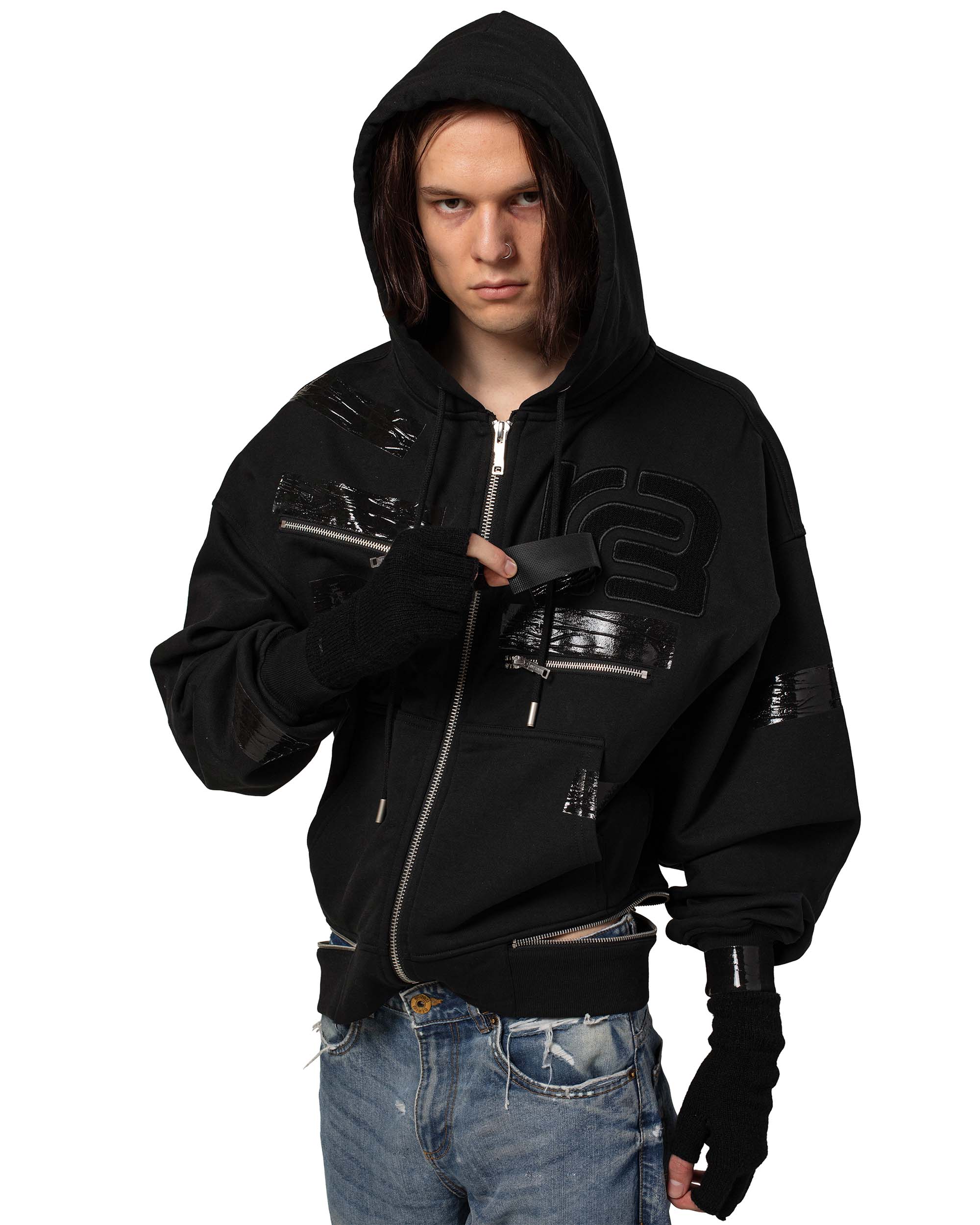 Racer x barragán tape zipped hoodie
