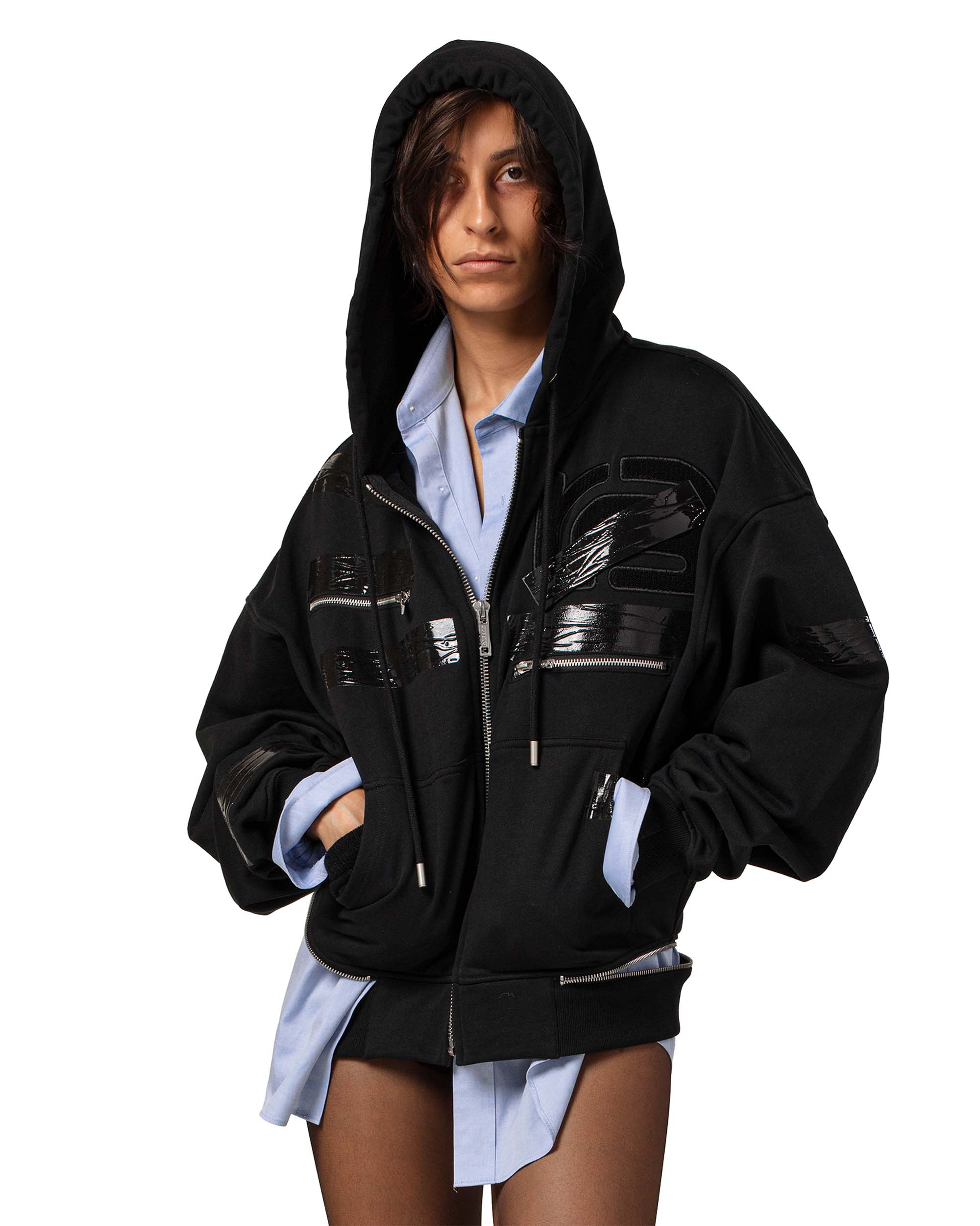 Racer x barragán tape zipped hoodie