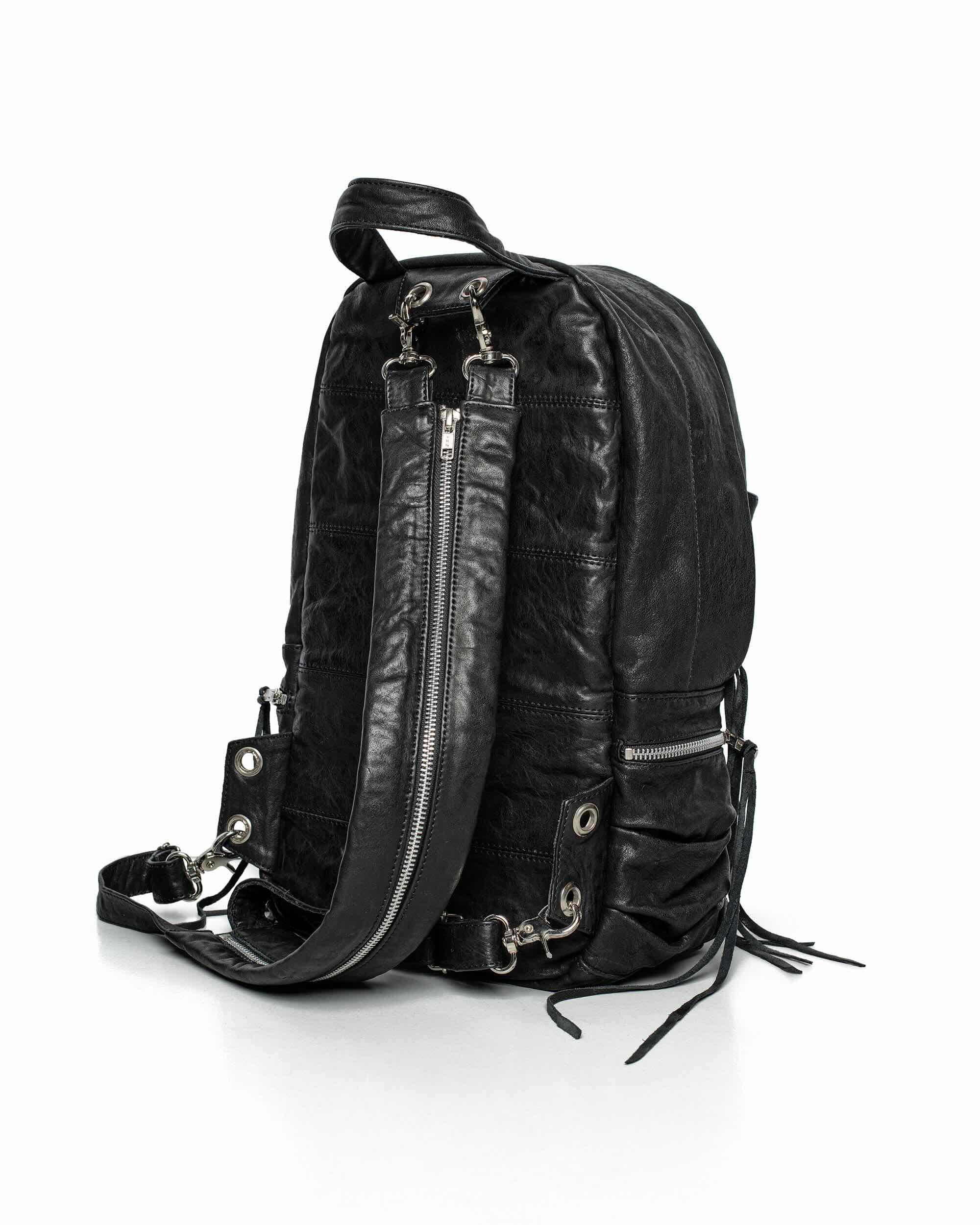 Split strap leather backpack