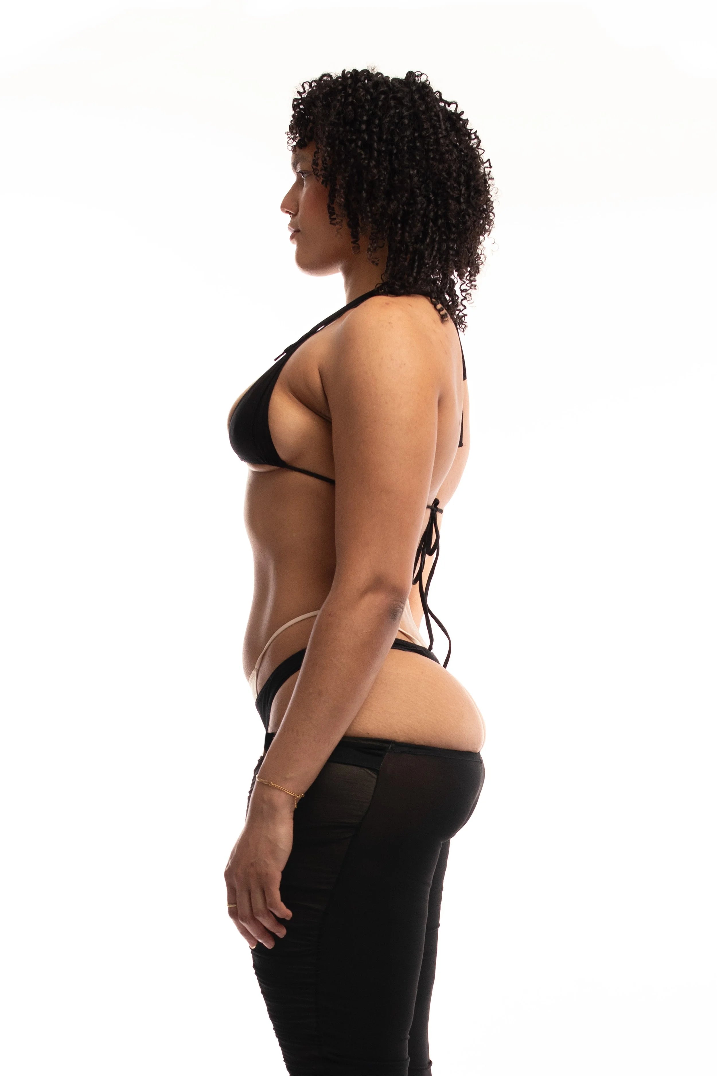 Mini transparent bikini top - black