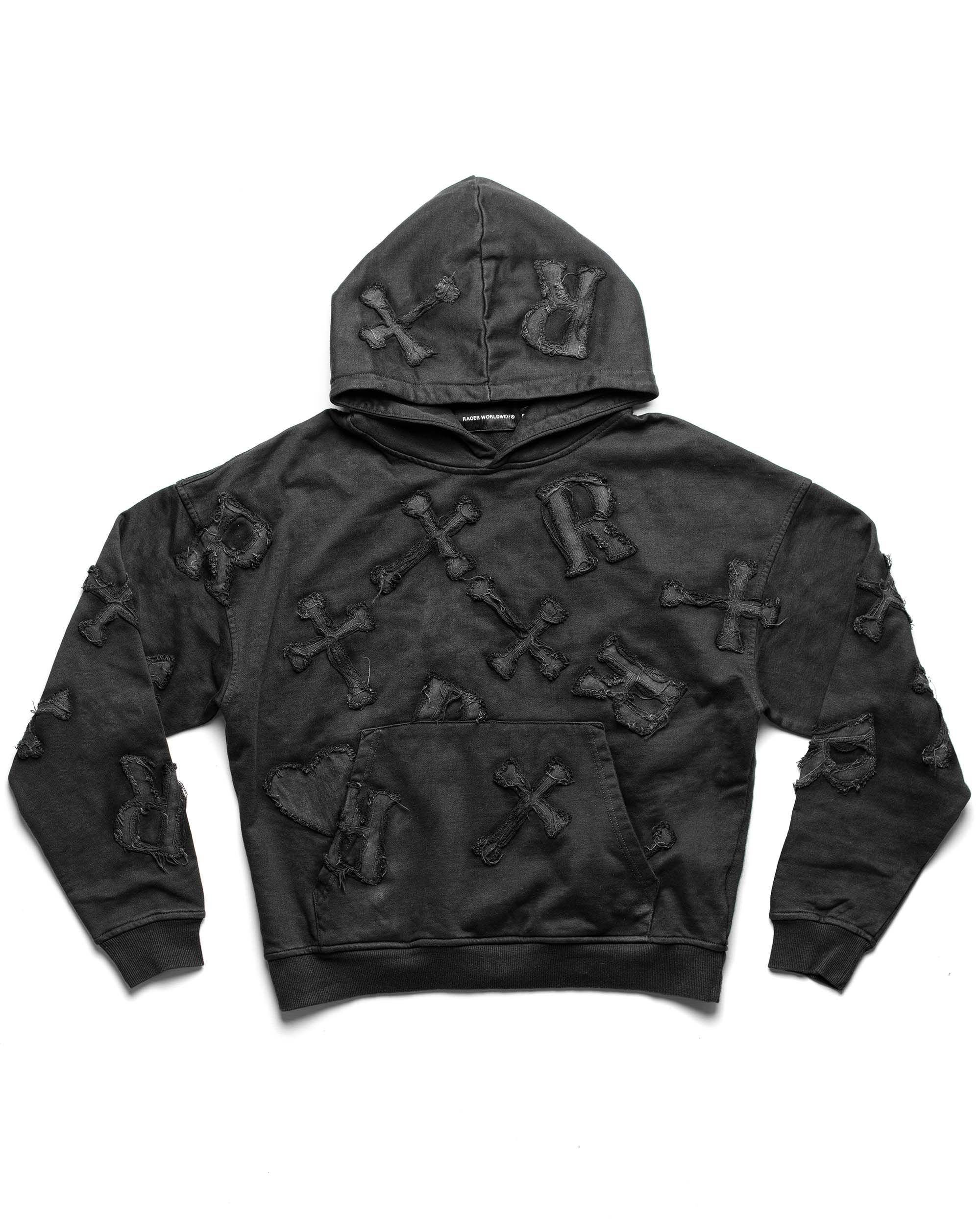 Black patch hoodie