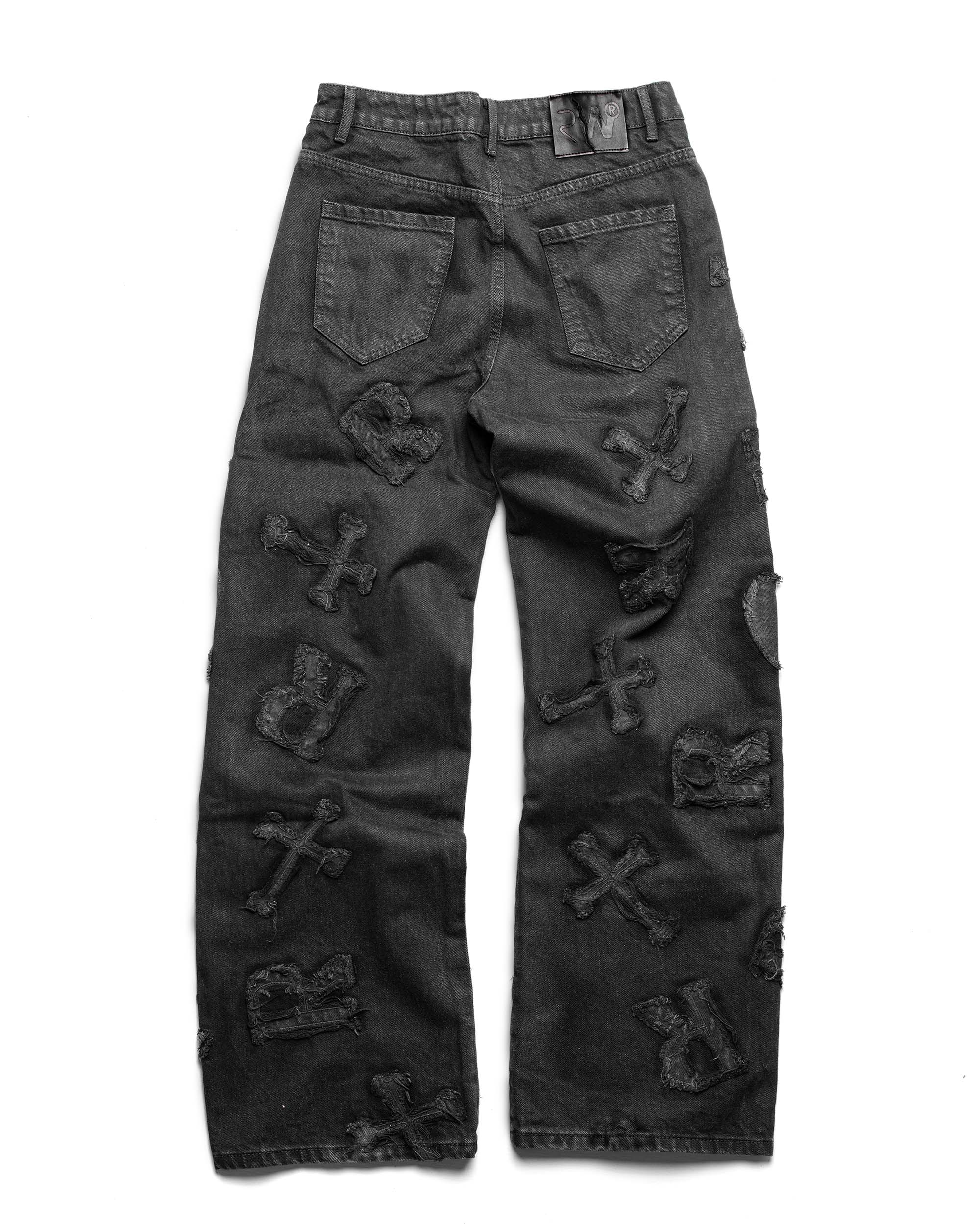 Black patch denim