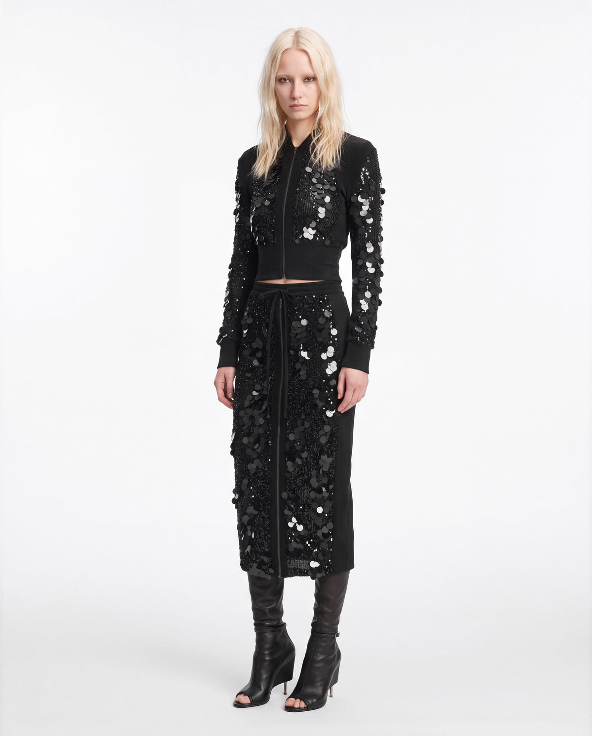Sequin zipped longsleeve black