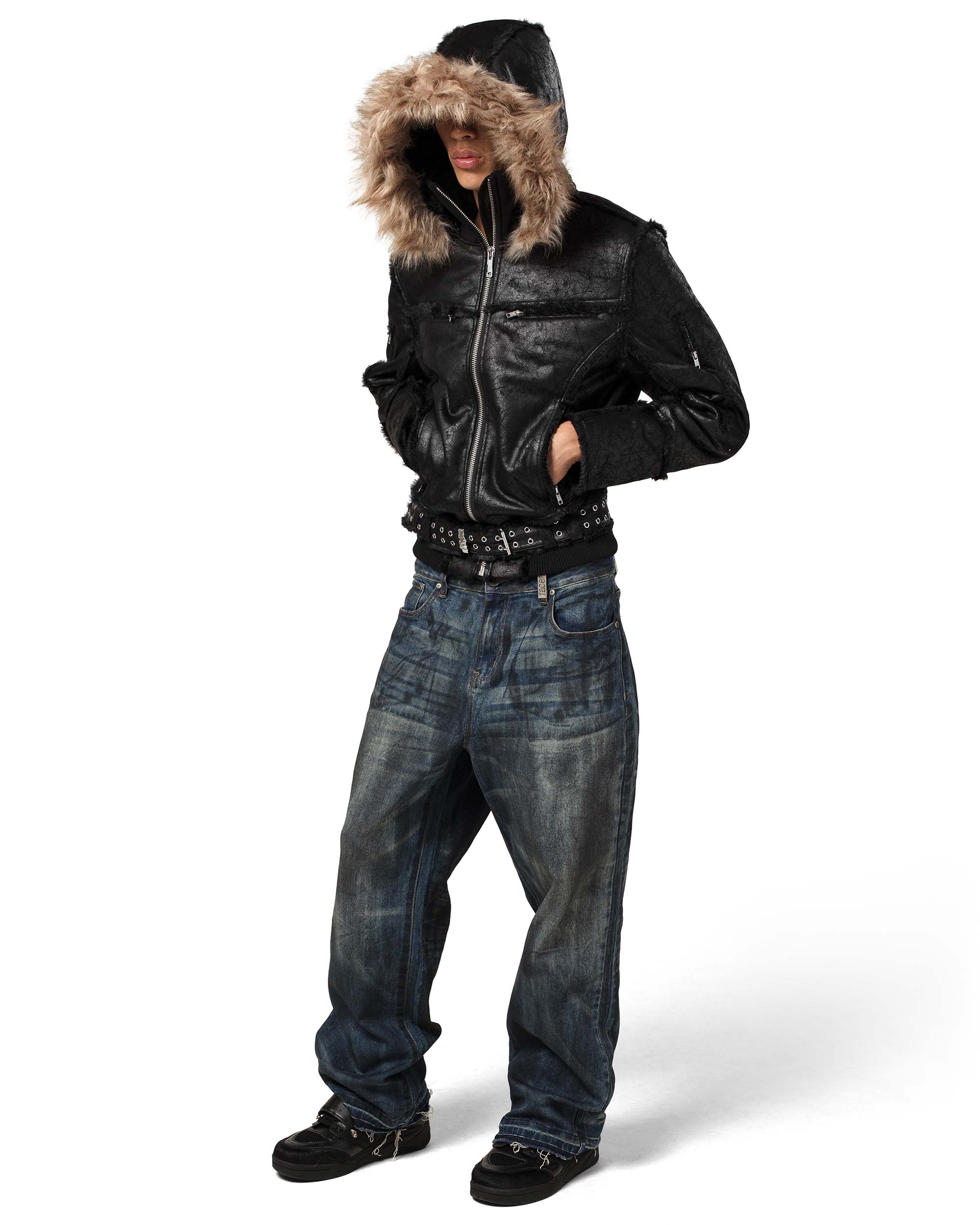 Black sheepskin jacket