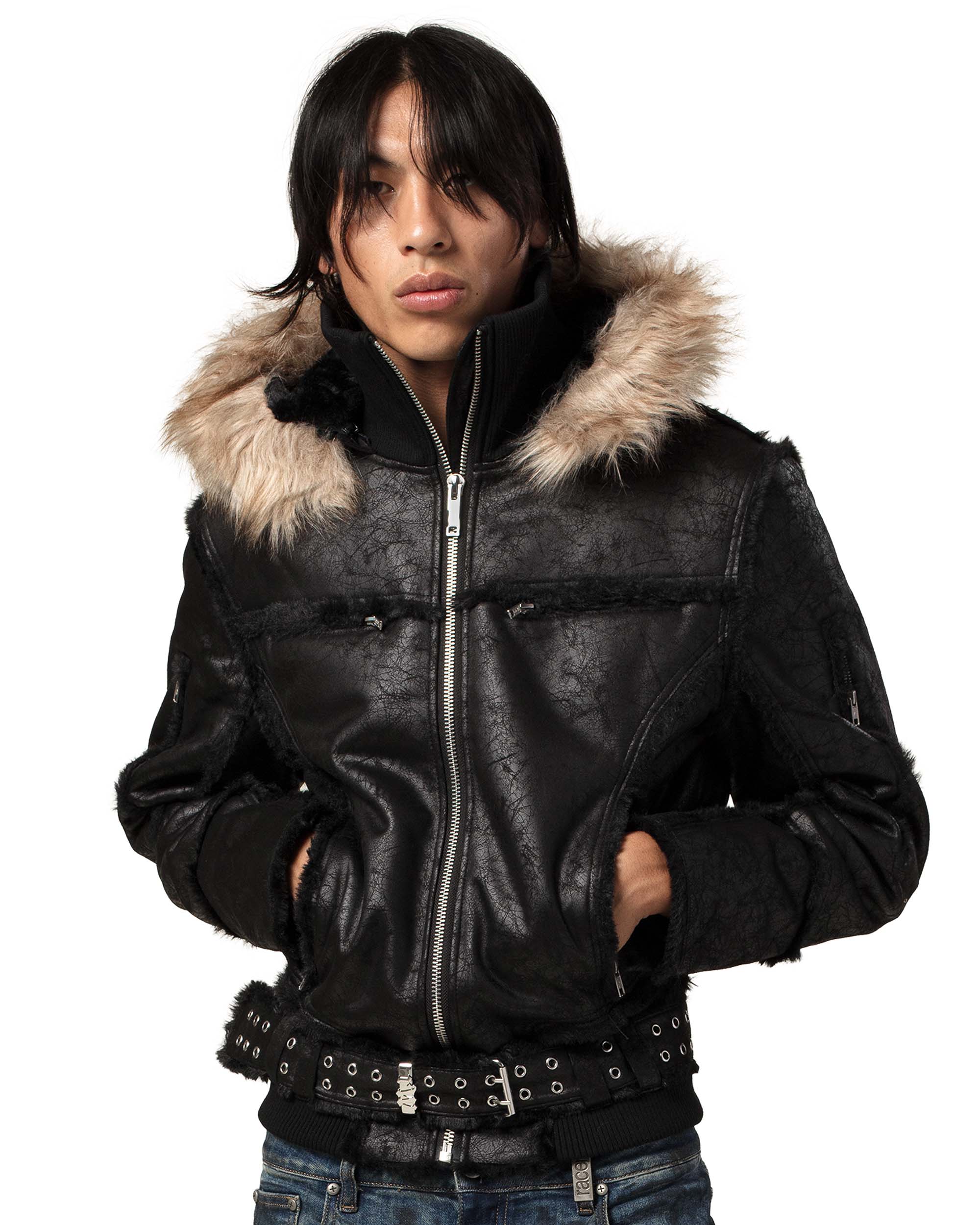 Black sheepskin jacket
