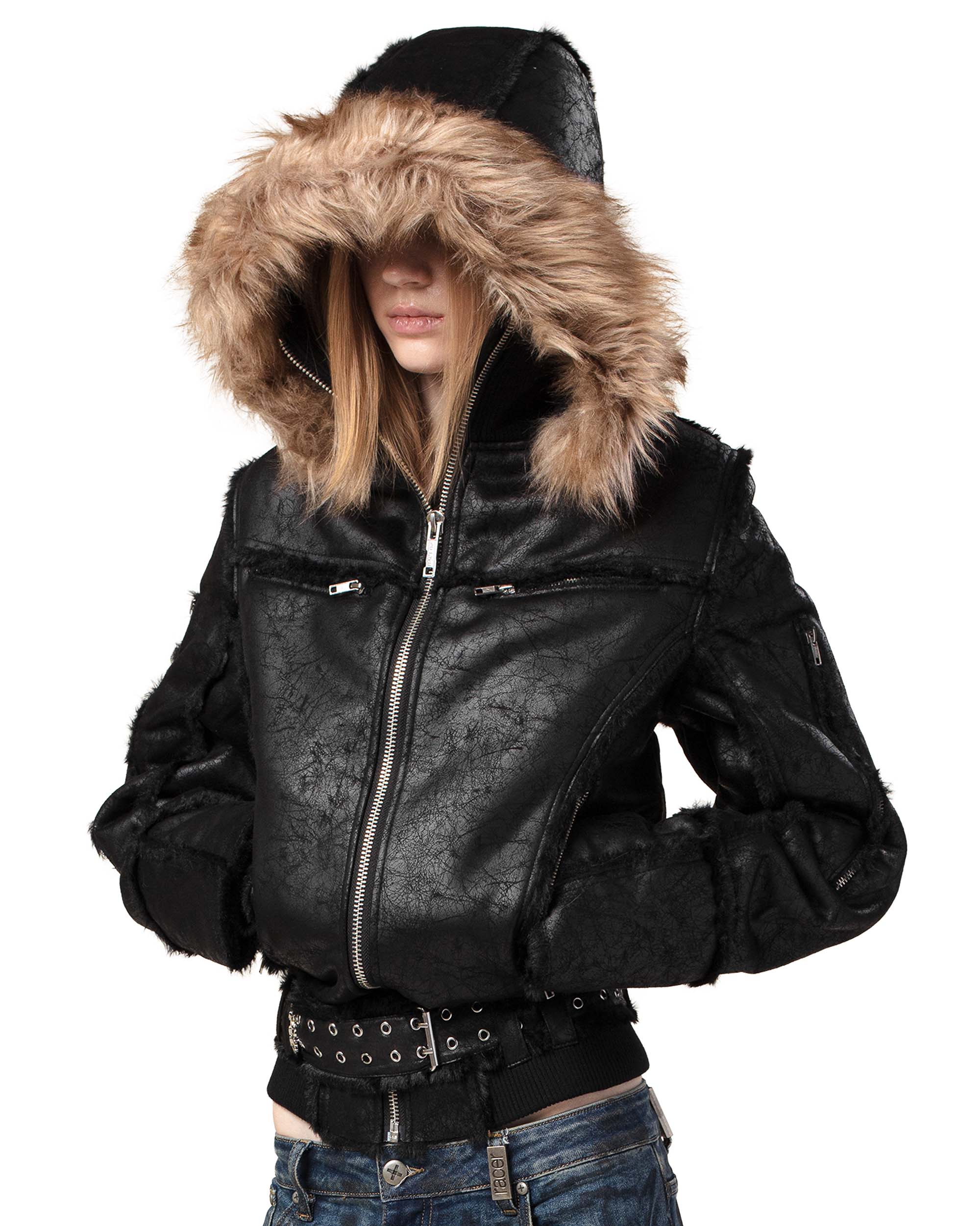 Black sheepskin jacket