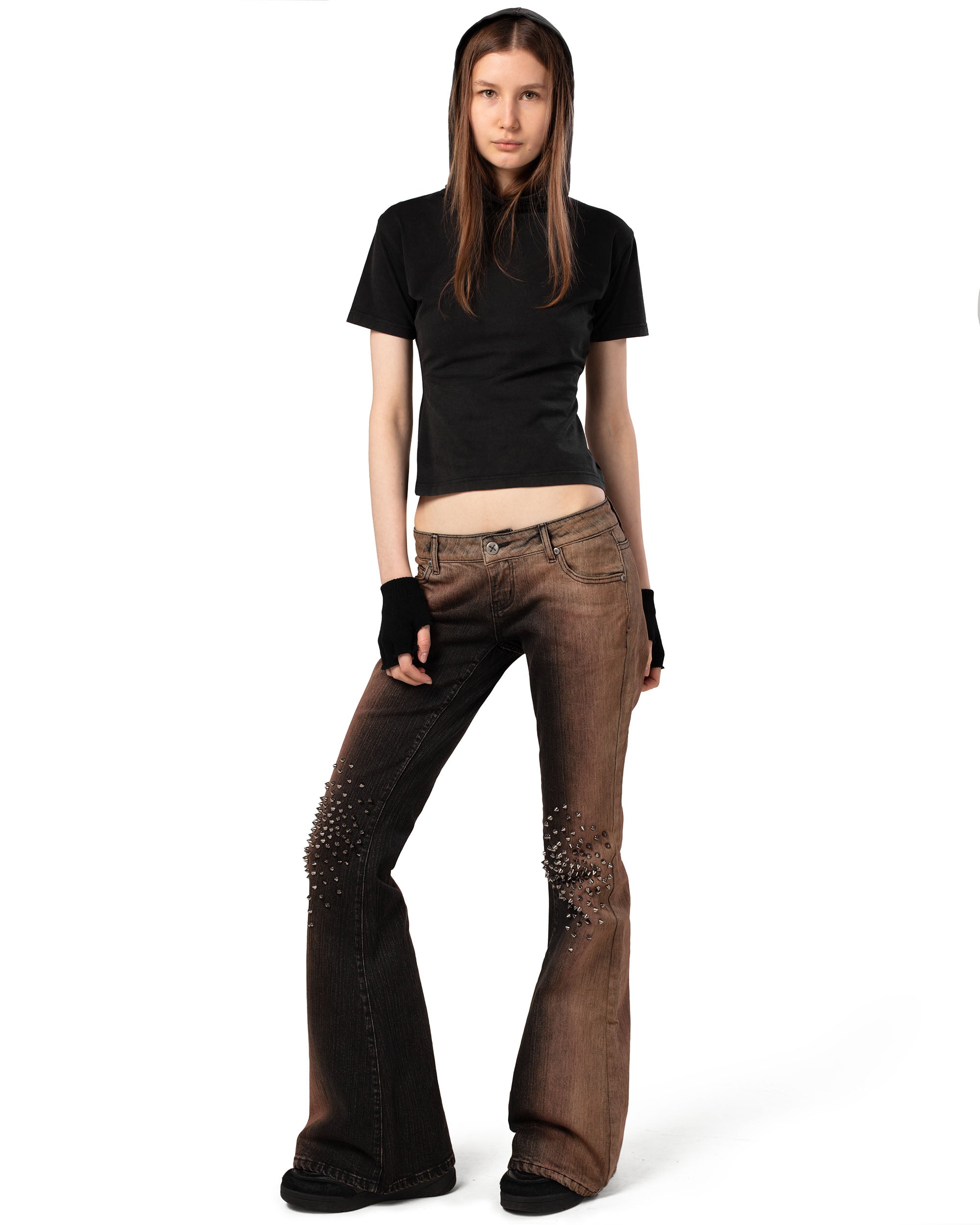 Ember spike flared denim