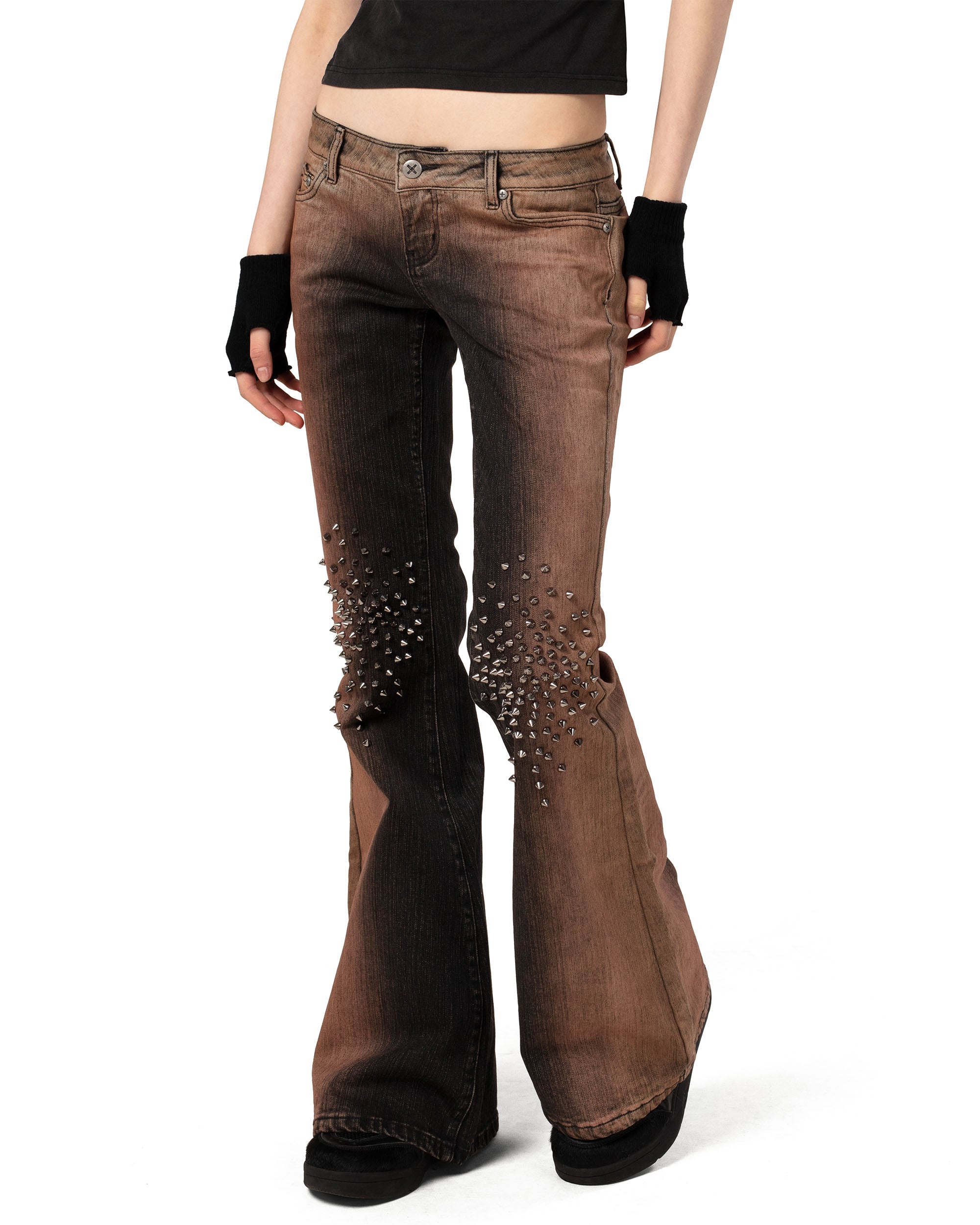 Ember spike flared denim