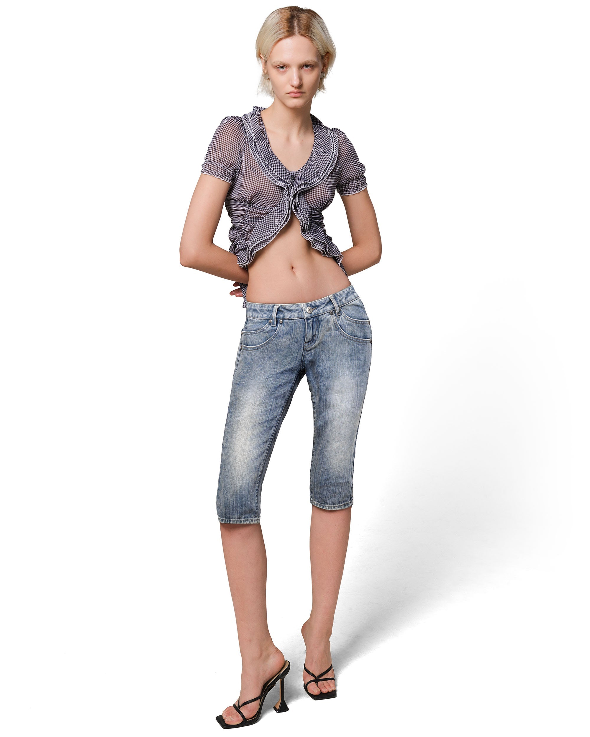 Denim curve capri