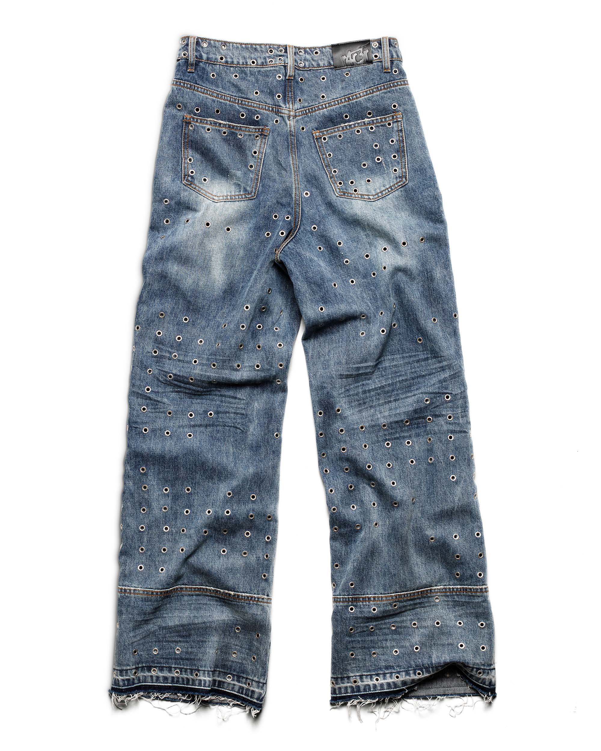 Blue eyelet denim