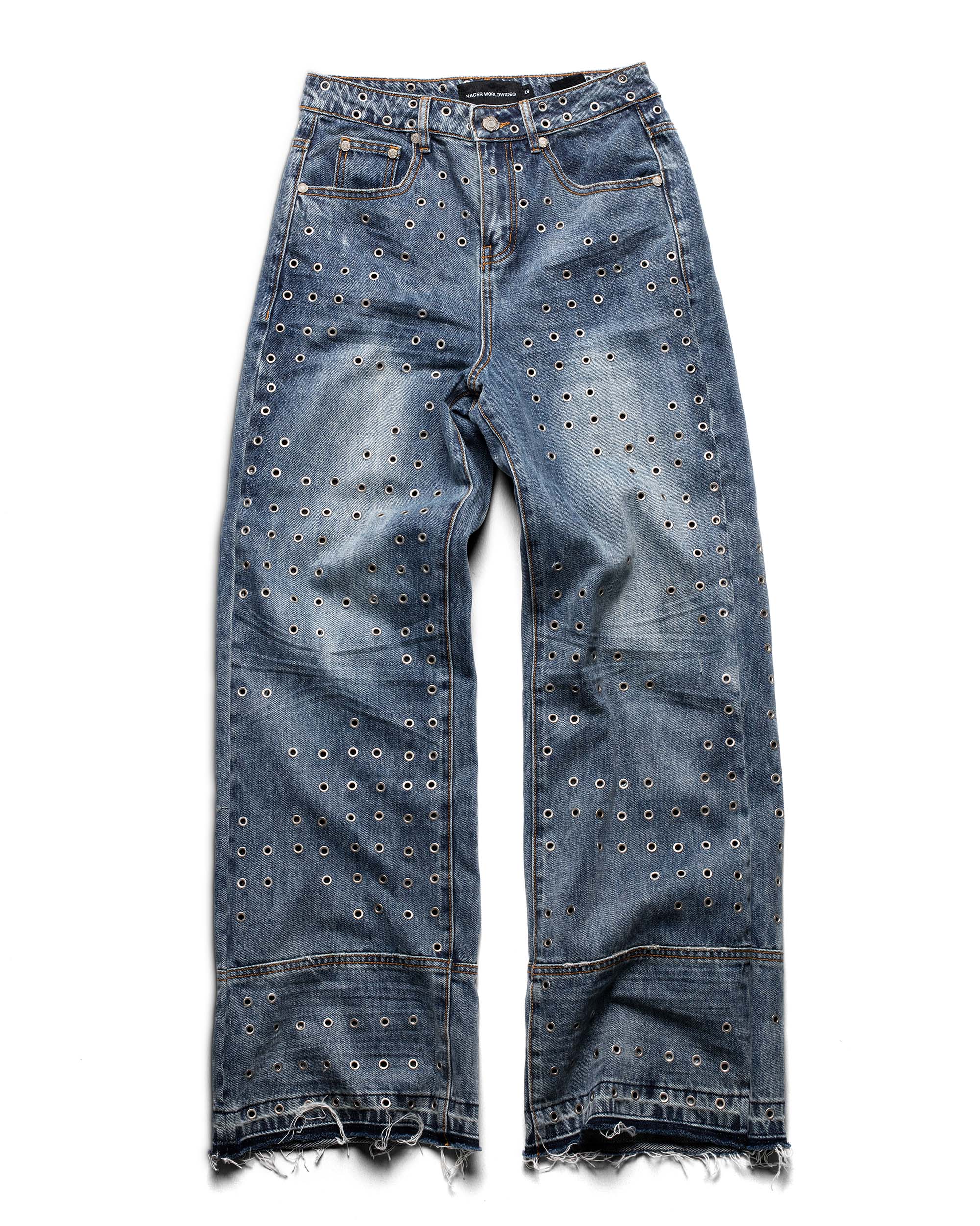 Blue eyelet denim