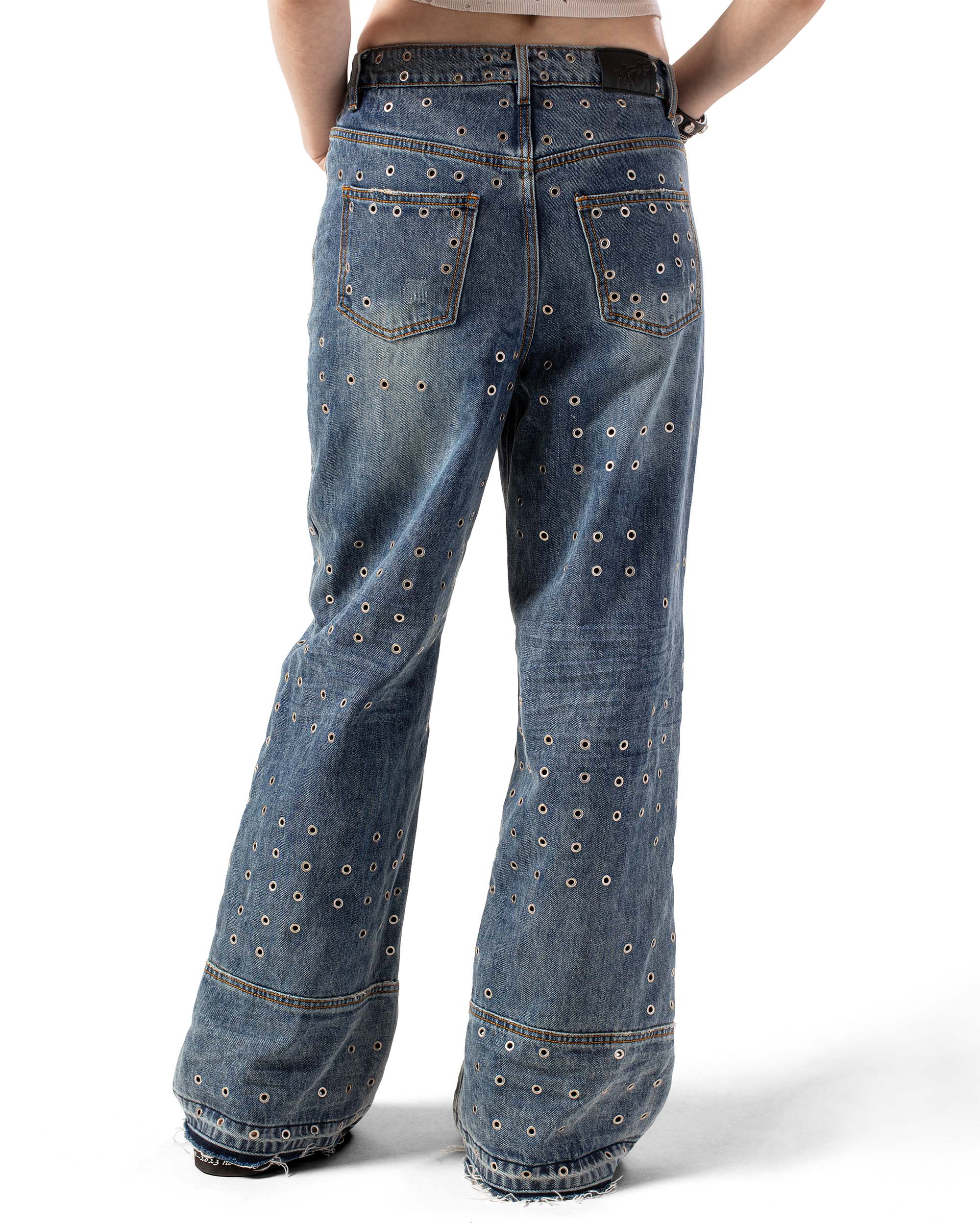 Blue eyelet denim