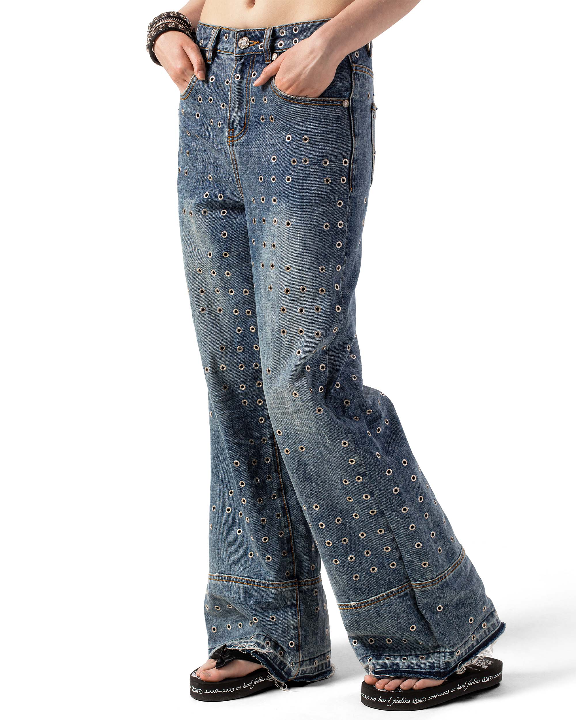 Blue eyelet denim