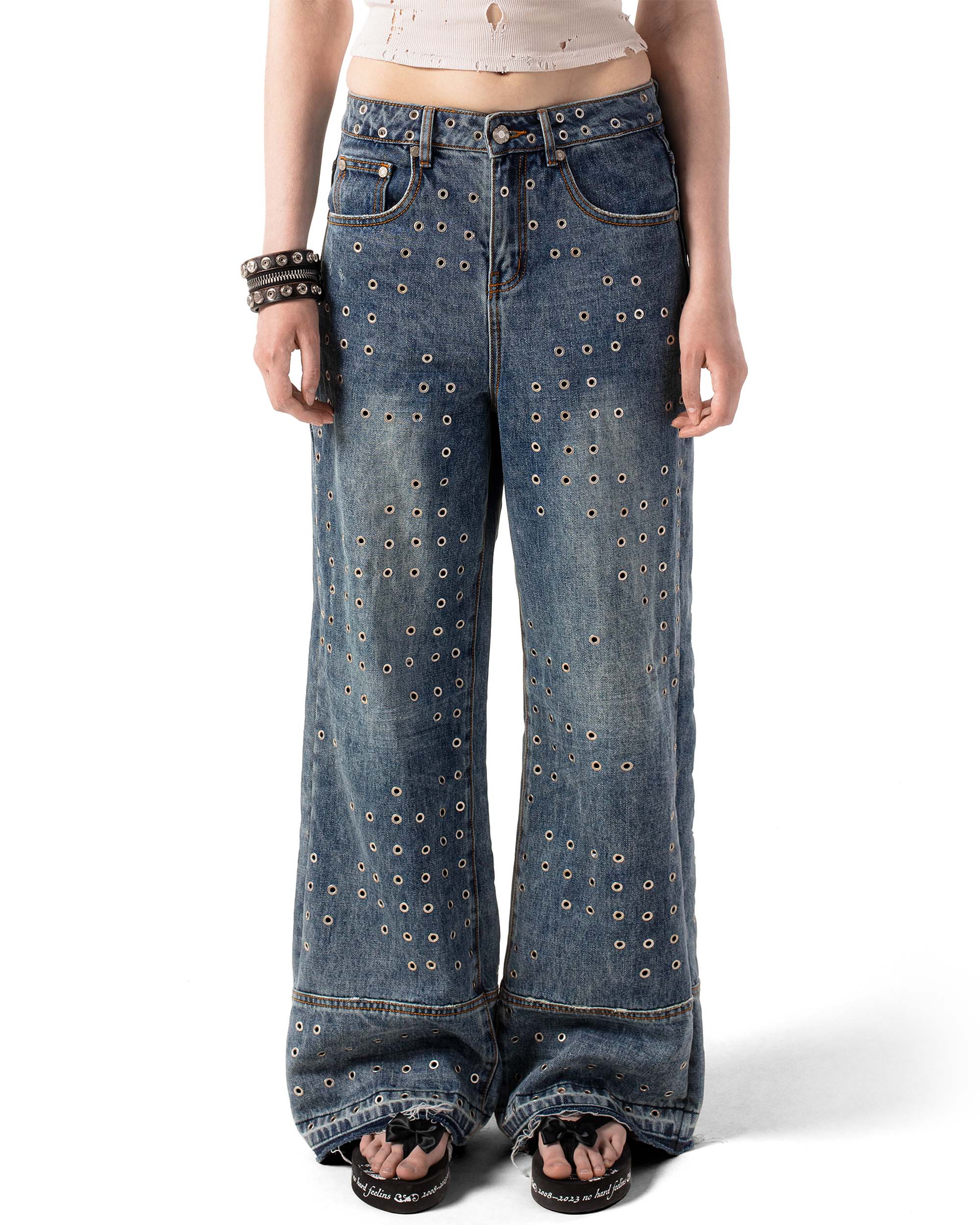 Blue eyelet denim