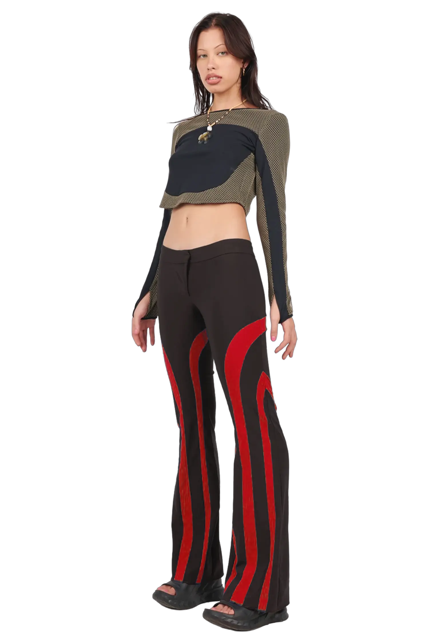 Spliced pant - red