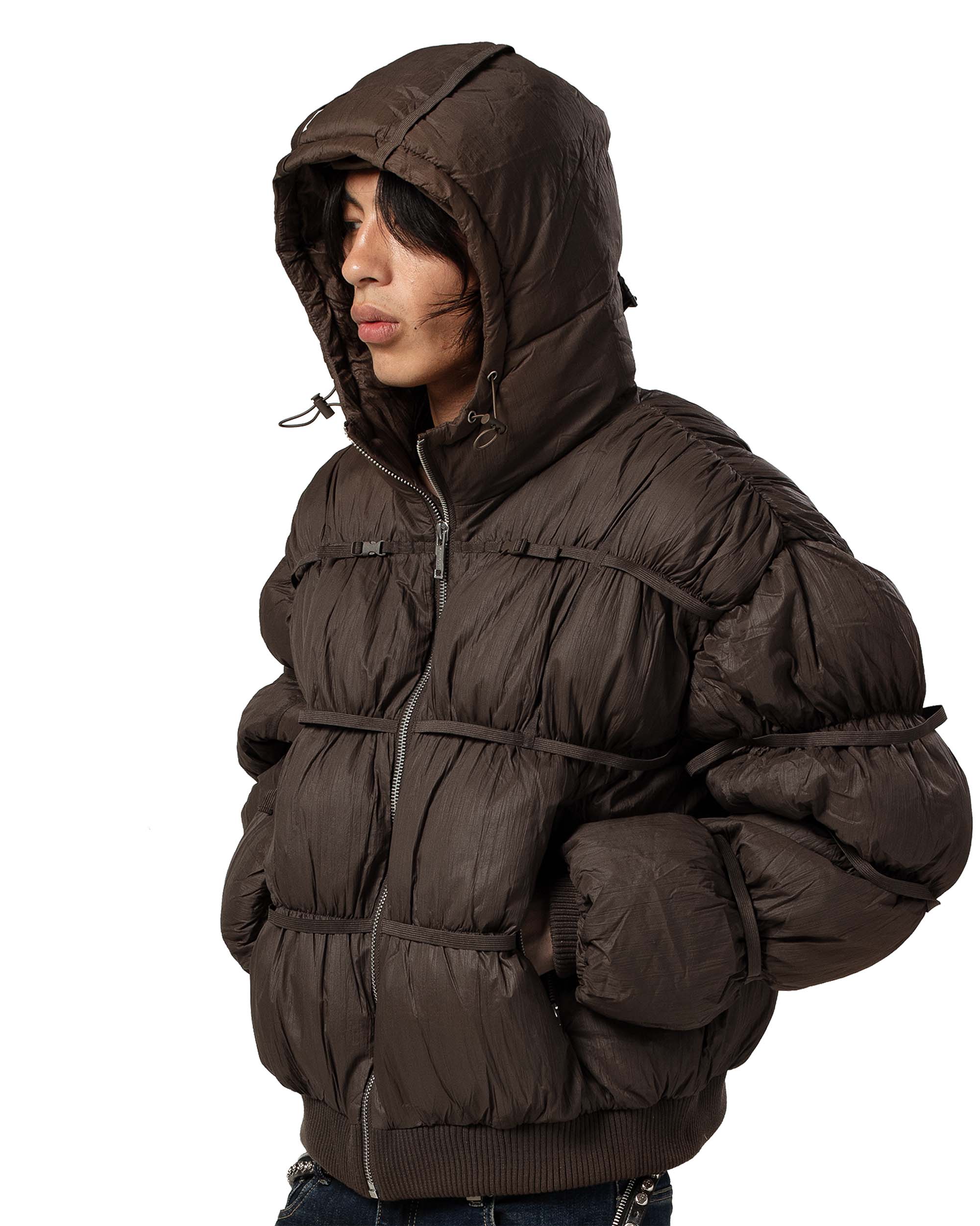 Brown puffer jacket x