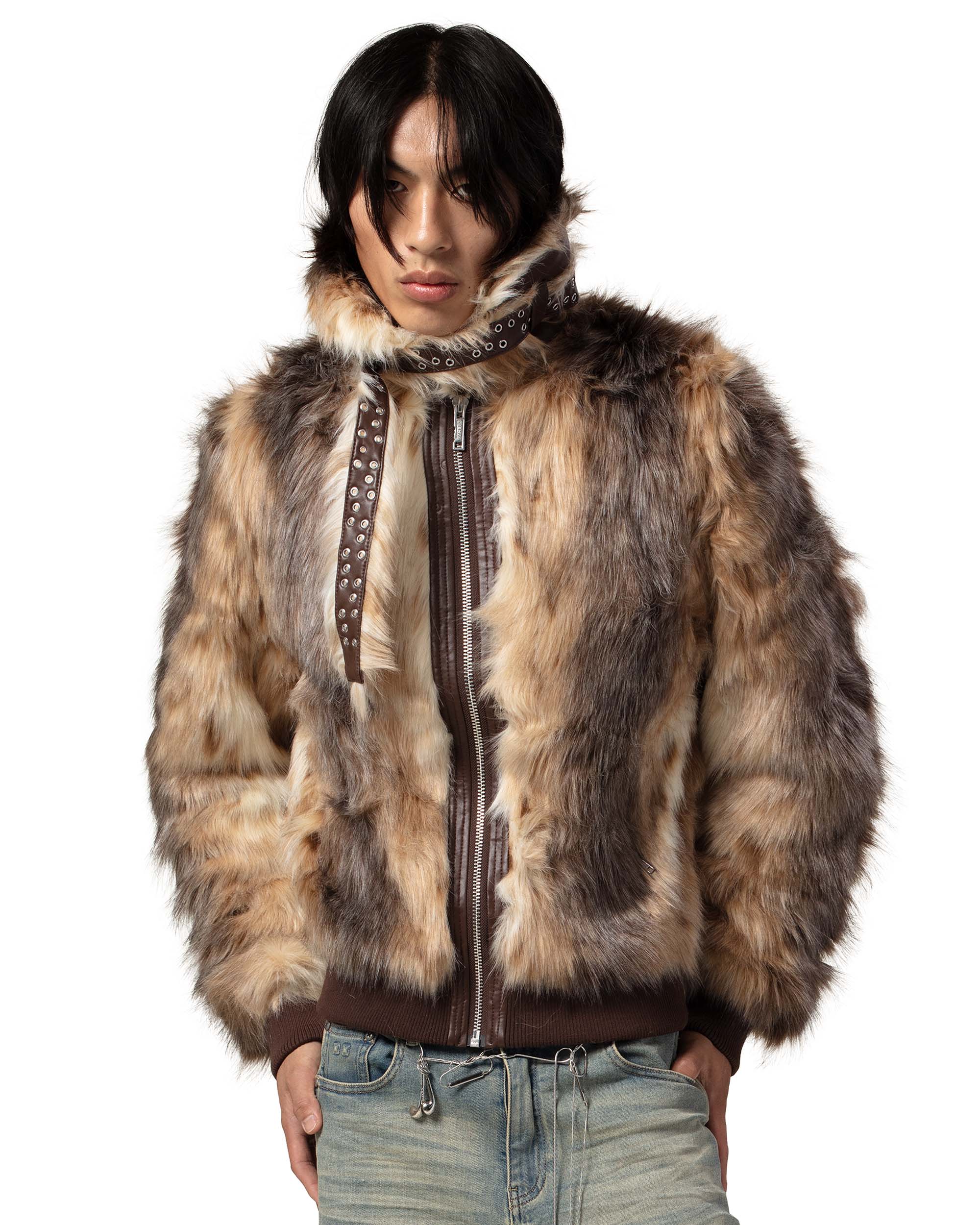 Coyote fur bomber