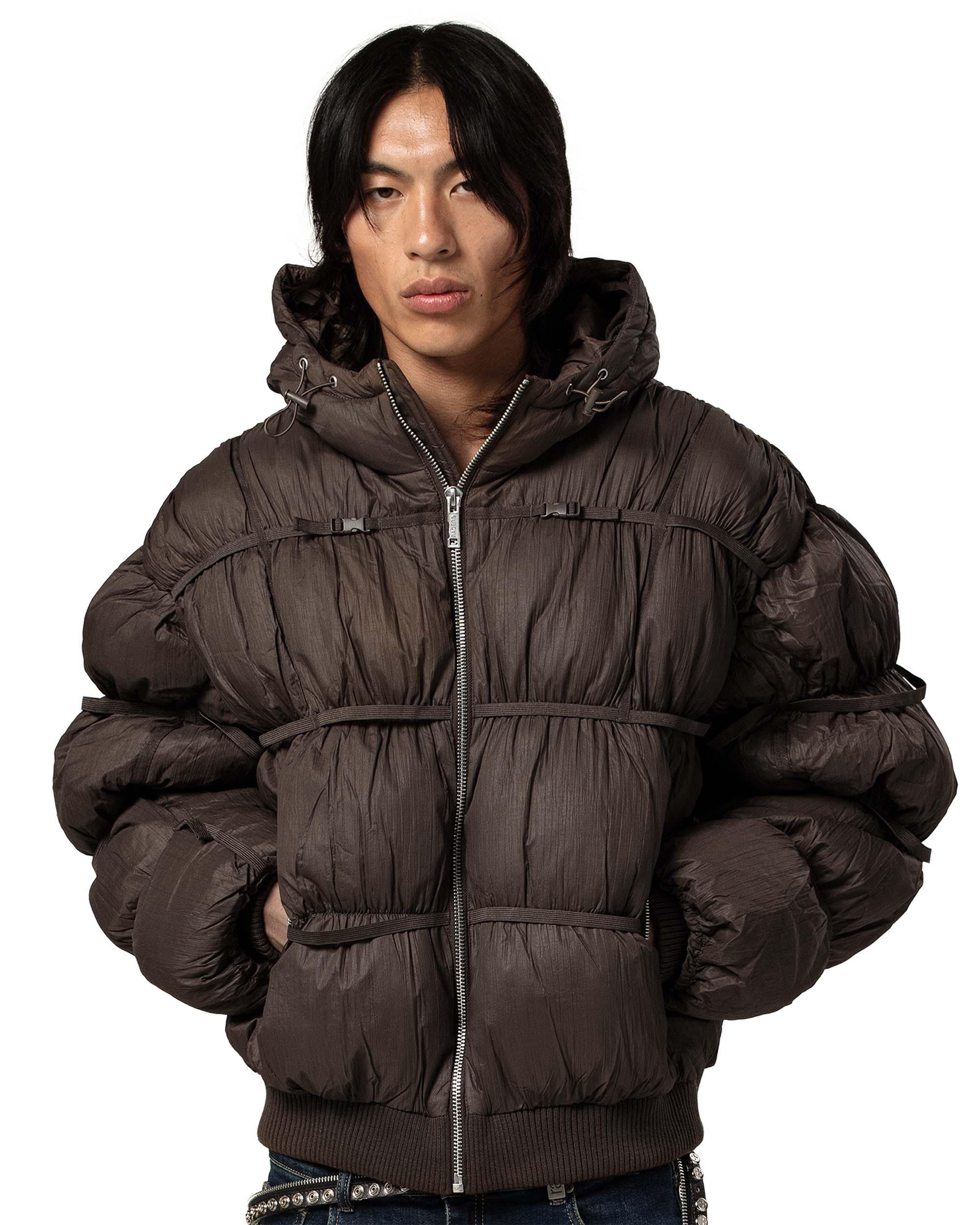 Brown puffer jacket x