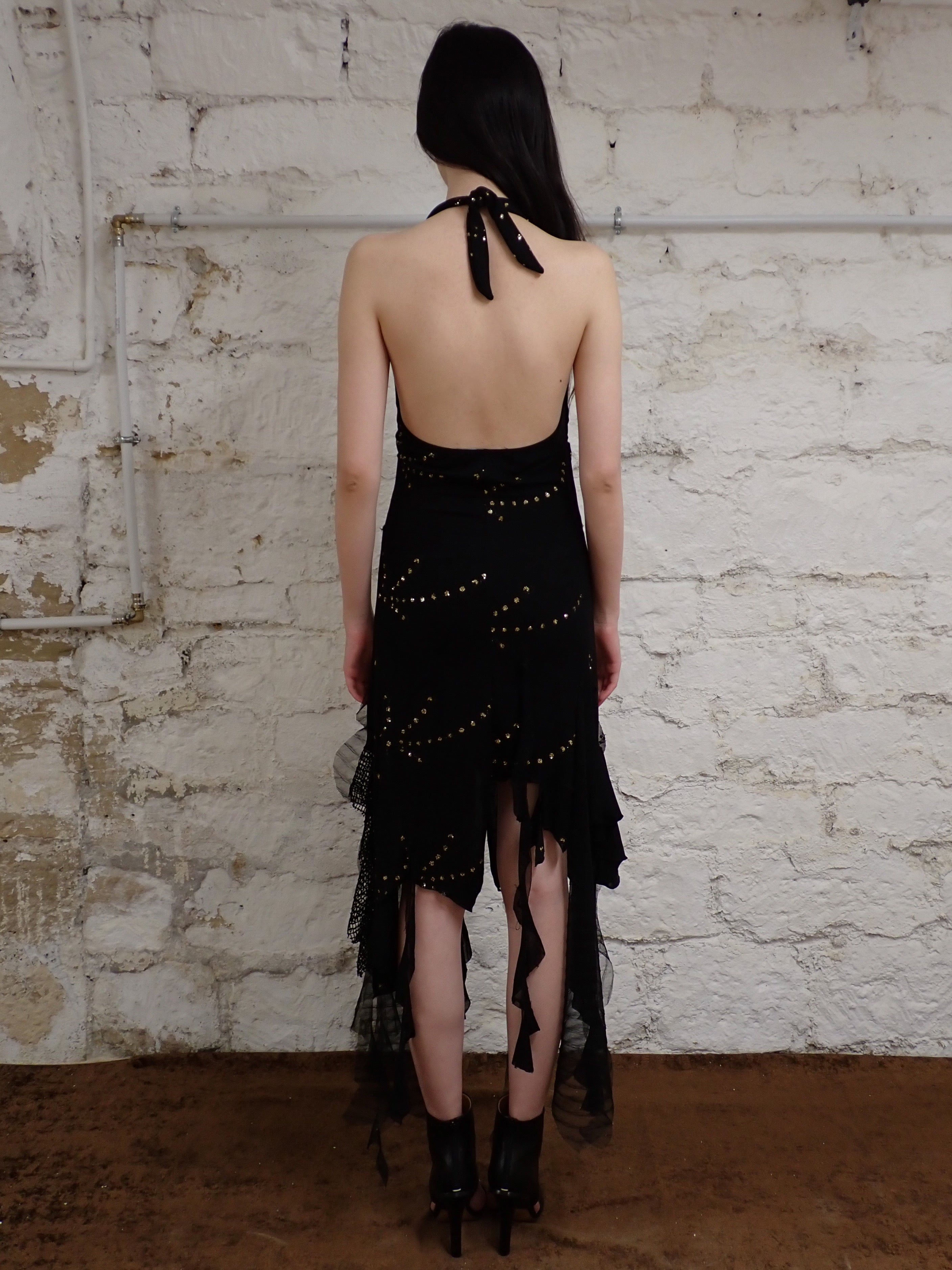 Asymmetric mesh dress