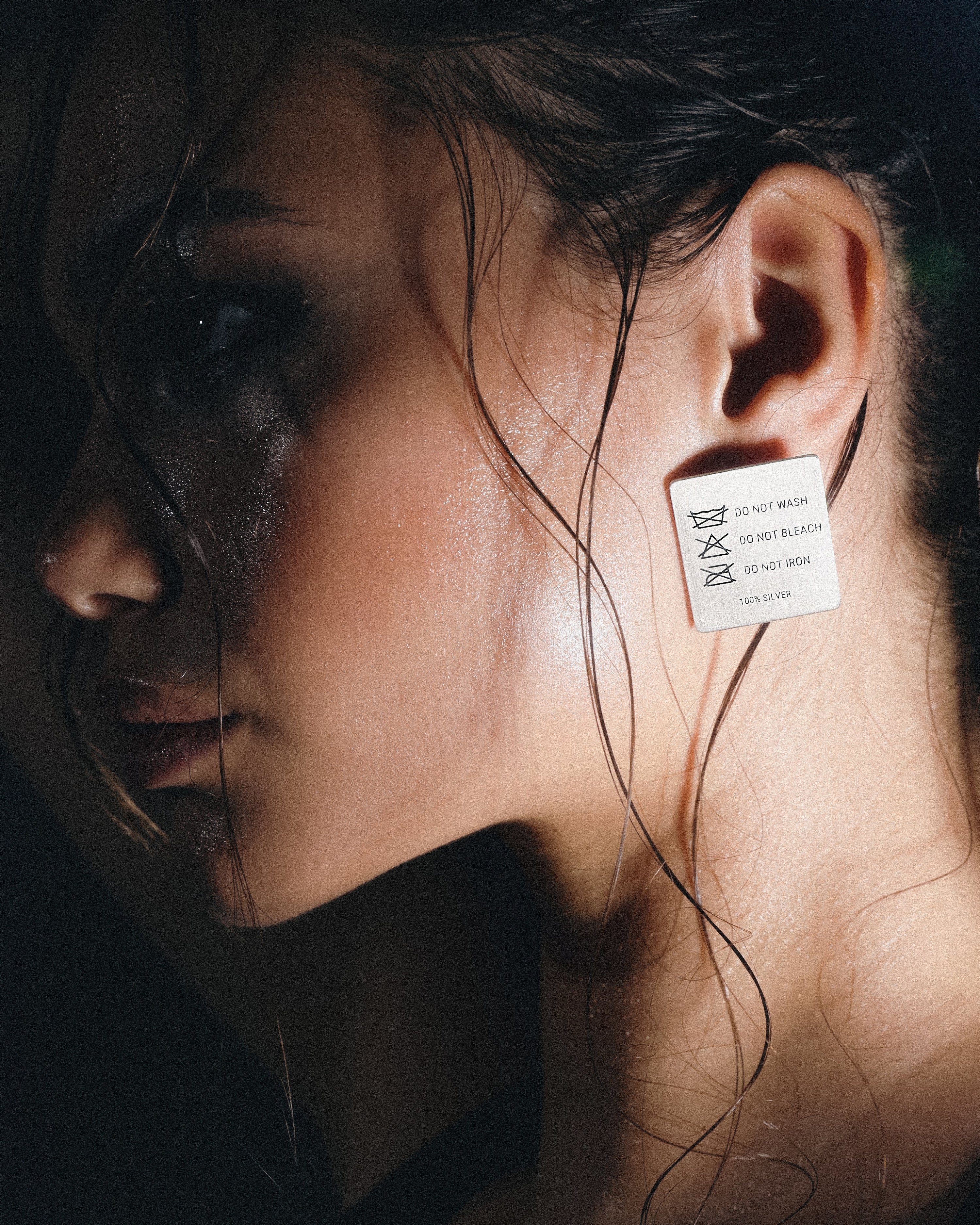 Laundry tag earrings