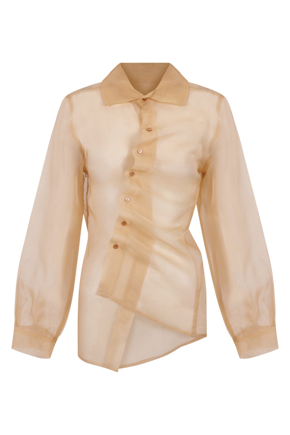 Camisa asimétrica organza beige