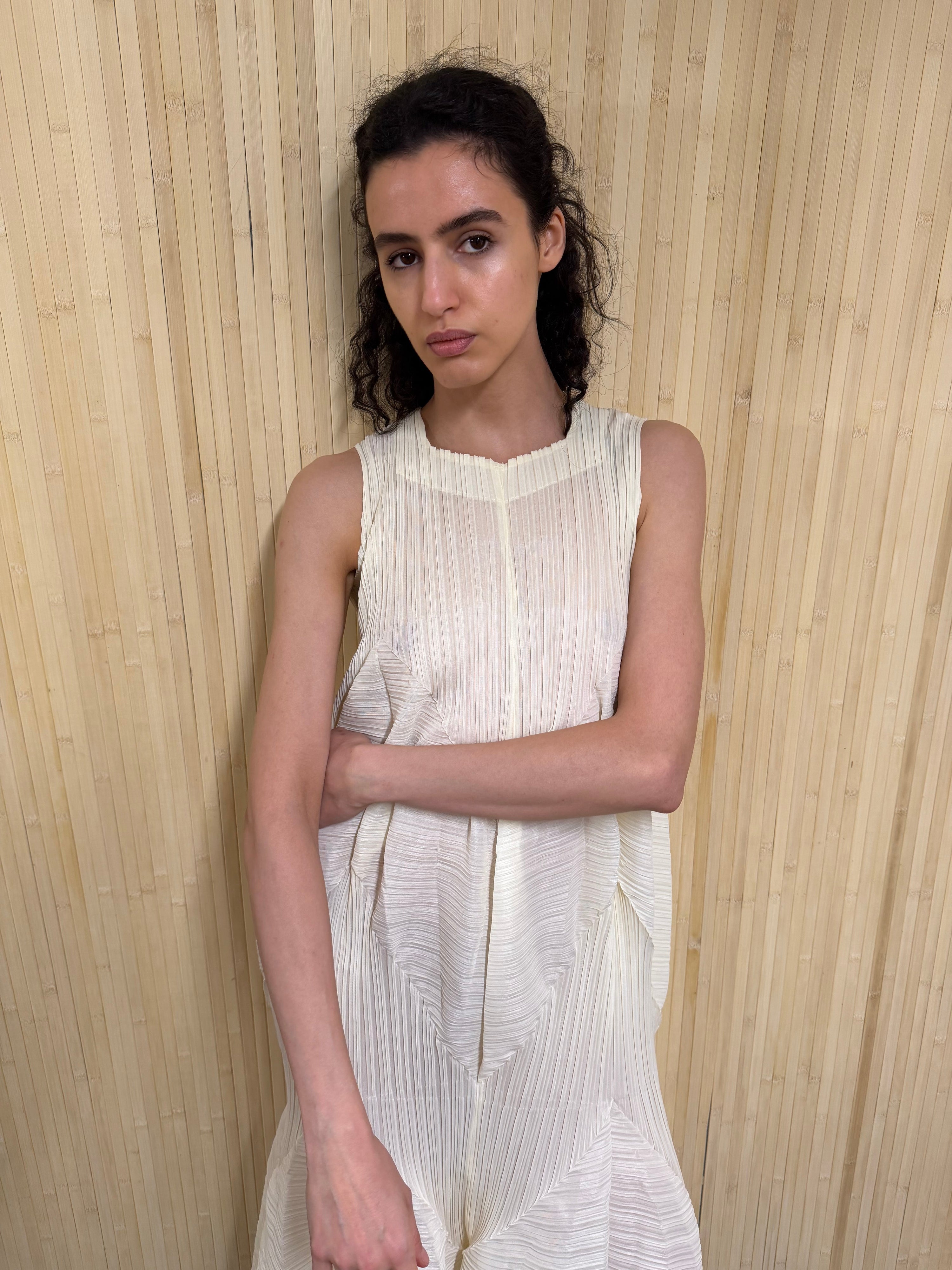 Pleated structured gown