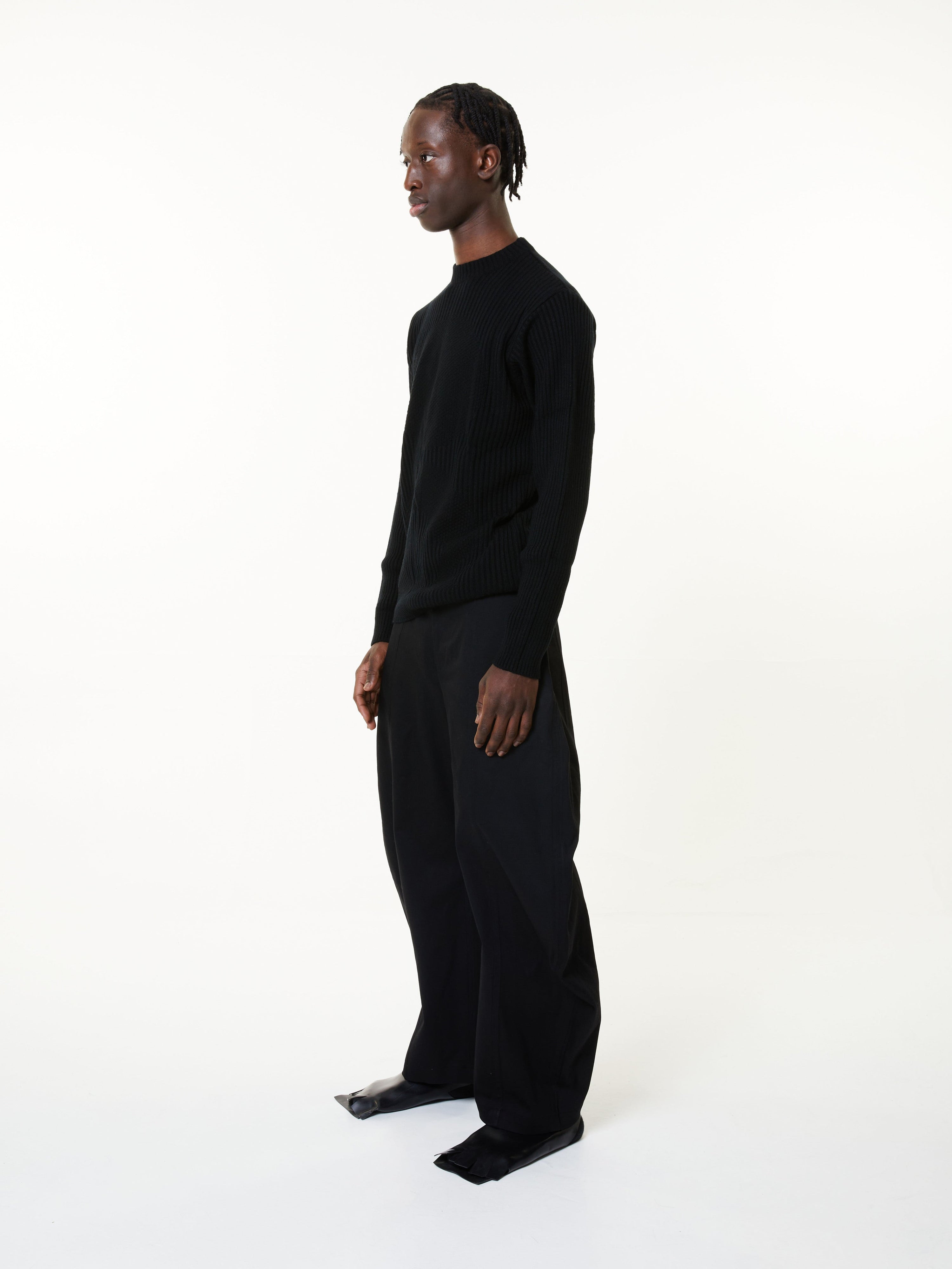 Black wide leg denim | limo fit