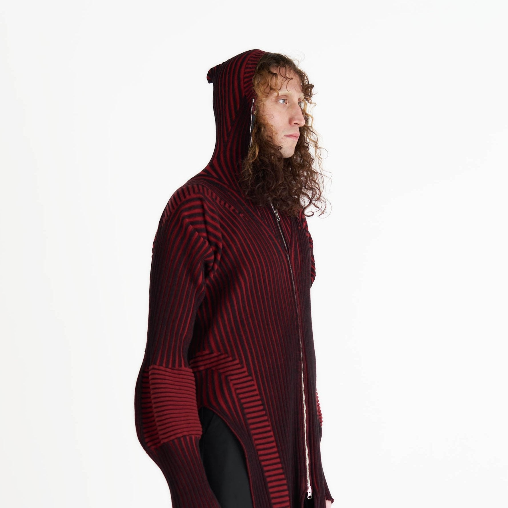 Healer knit zip jacket black/red