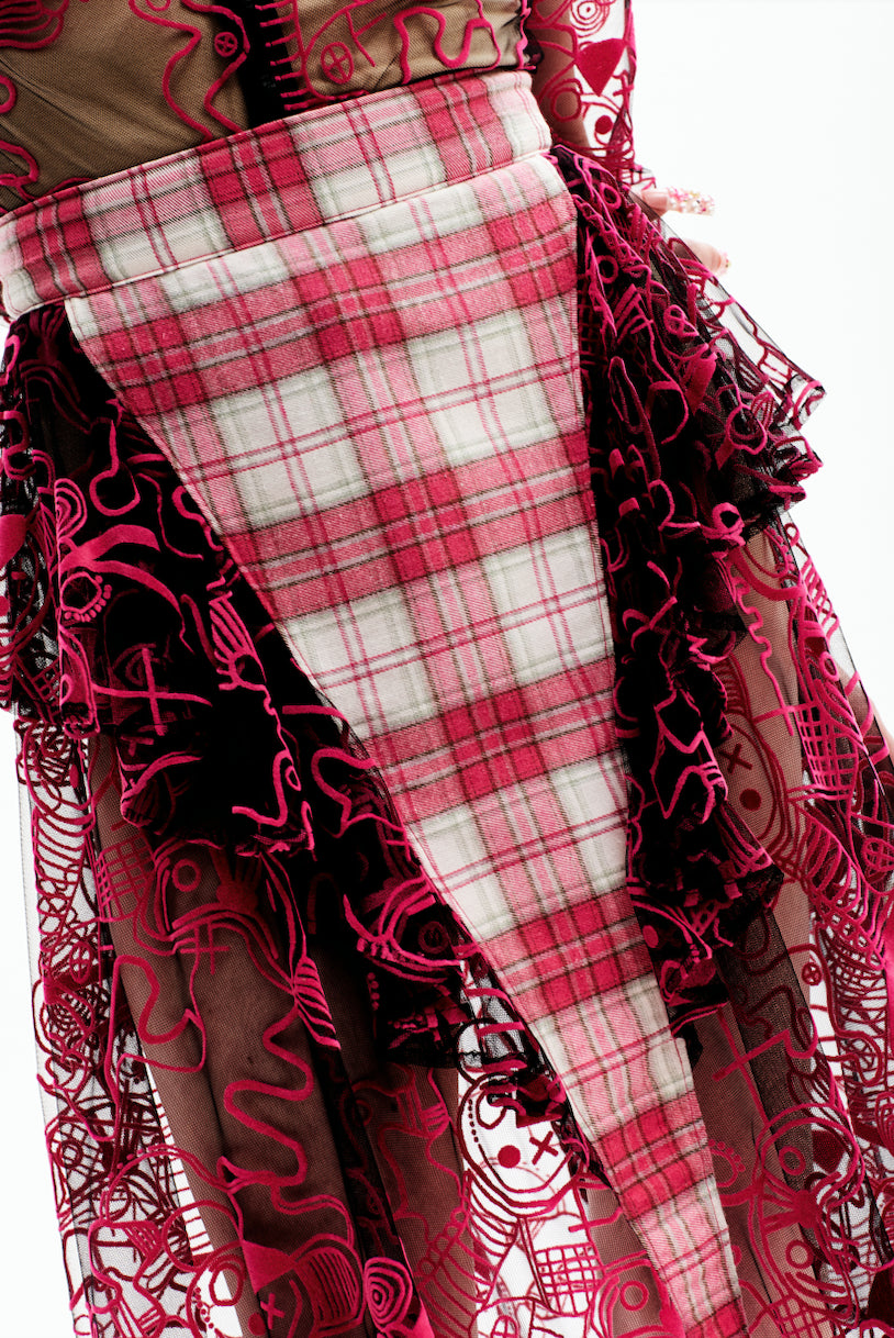 Jupe plissée patchwork